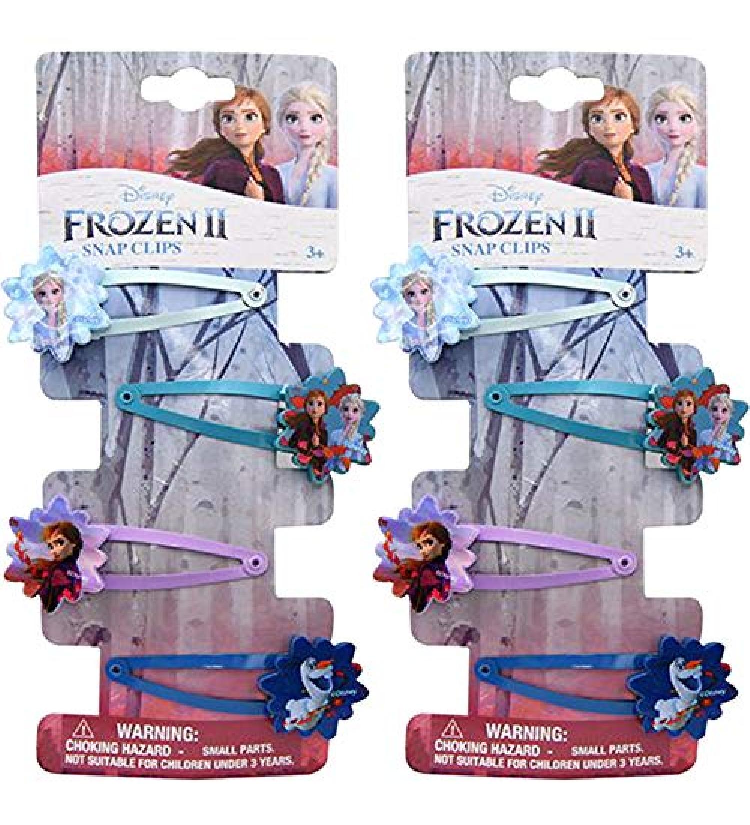 Hair Snap Clips Barrets with Plastic Motifs (8 Clips  Frozen-2)