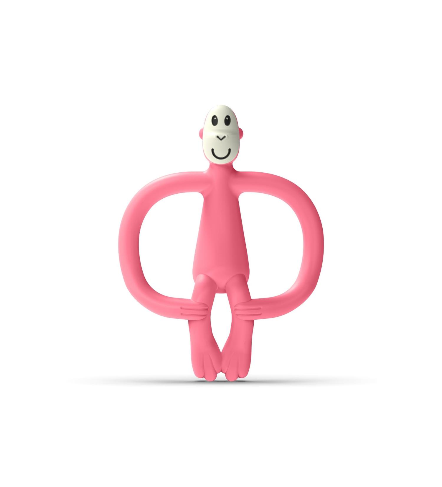 Matchstick Monkey Pink Antimicrobial Silicone Teether | BPA Free | Easy-to-Grip Design | 3+ Months | Gel Applicator | 11cm - Buy Online on GoSupps.com
