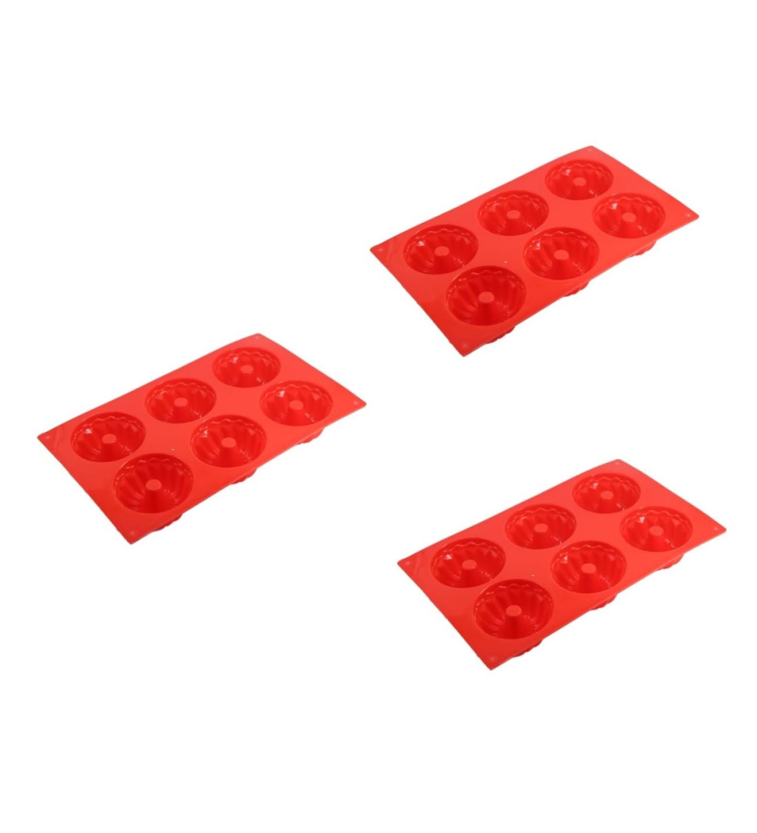 Zerodeko Doughnuts 3pcs 6 Mould for DIY Dessert Cake Mold Cake Baking Mold Cake Making Shape Silicone Bake Baking Mould Small Baking Utensils DIY Cake Mold mediumx3pcs Redx3pcs - Buy Online on GoSupps.com