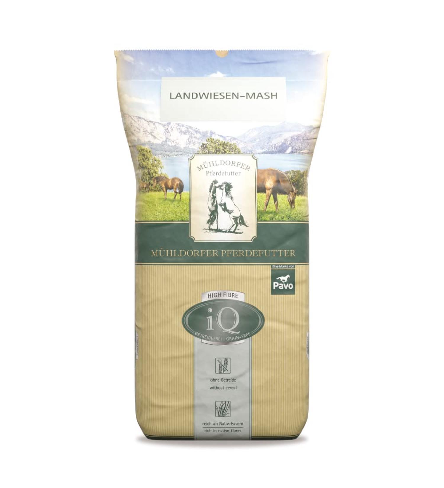 Mühldorfer IQ Landwiesen-Mash Horse Food, Grain-Free, Molasses-Free, Structure-Rich and Low in Sugar, with Herbs and Vegetables