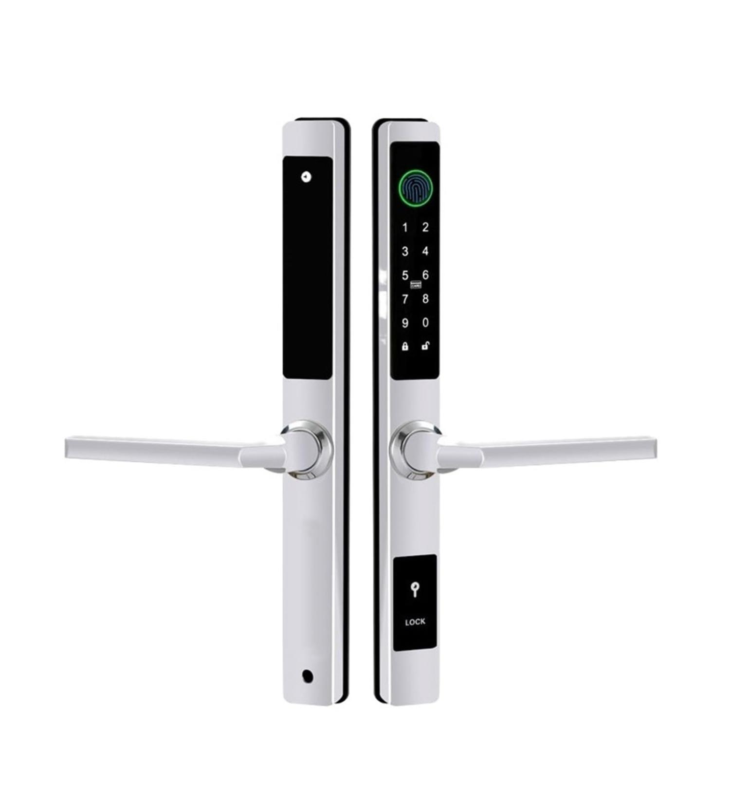 APP Waterproof Smart Fingerprint Password Lock Bridge-Cut Aluminum Alloy for Outdoor Push Pull Sliding Frame Glass Door (Color : Silver A 8535) (Silver a 8535) - Buy Online on GoSupps.com