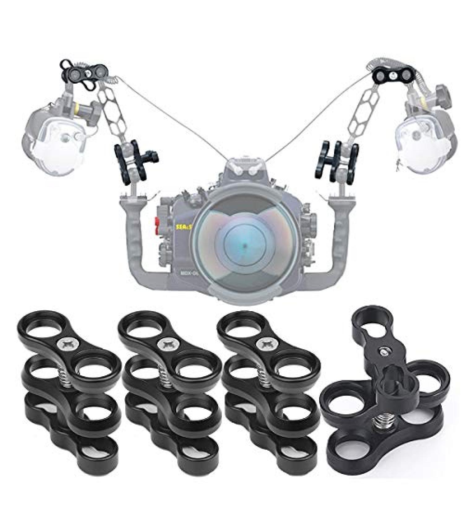 4 Pcs Aluminum Ball Clamp Mount for Diving Light Arms Tray System - Black - Buy Online on GoSupps.com