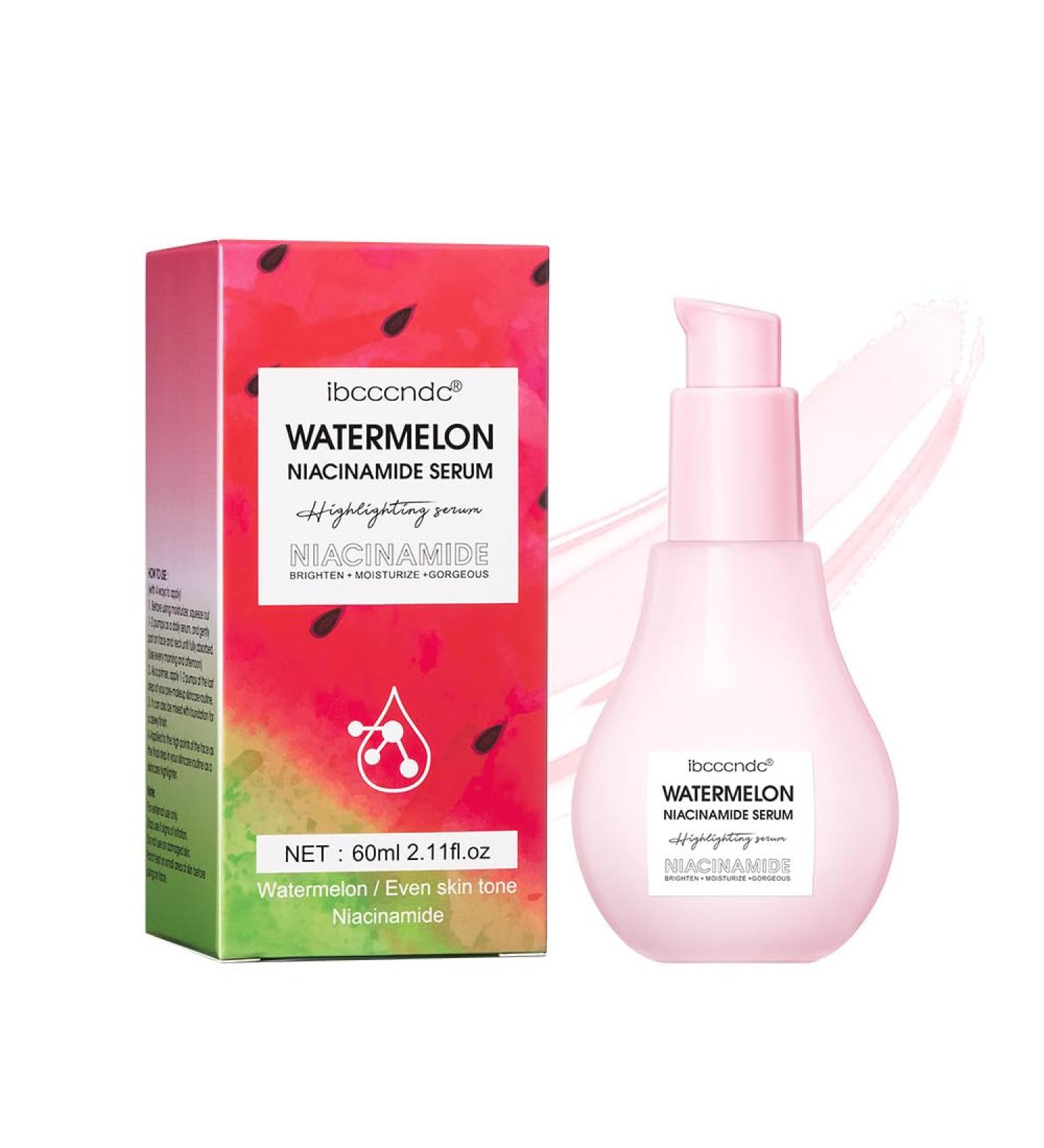 Watermelon Niacinamide Serum Hydrating Face Serum for Skin Care Facial Serum with Hyaluronic Acid & Watermelon Extract Brighten and Moisturizing Natural Glow Skin Serum Priming Liquid Highlighter - Buy Online on GoSupps.com