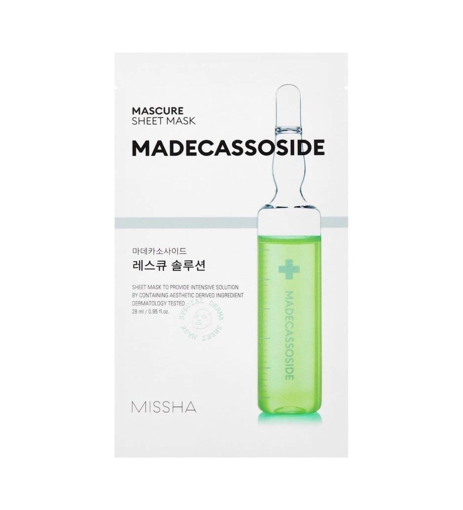 Missha Mascure Rescue Solution Sheet Mask - Madecassosides Calming Face Mask Set (3 PCs) | Korean Skincare for Sensitive Skin - Buy Online on GoSupps.com