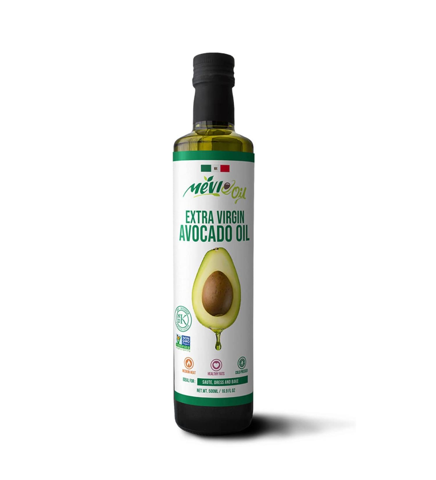 MeviOil EV Avocado Oil 8.5 Fl. Oz. - Cold Pressed, Kosher, Non-GMO, Ideal for Keto & Paleo Diets - Perfect for High-Heat Cooking, Homemade Sauces, Dressings, & Marinades - Buy Online on GoSupps.com