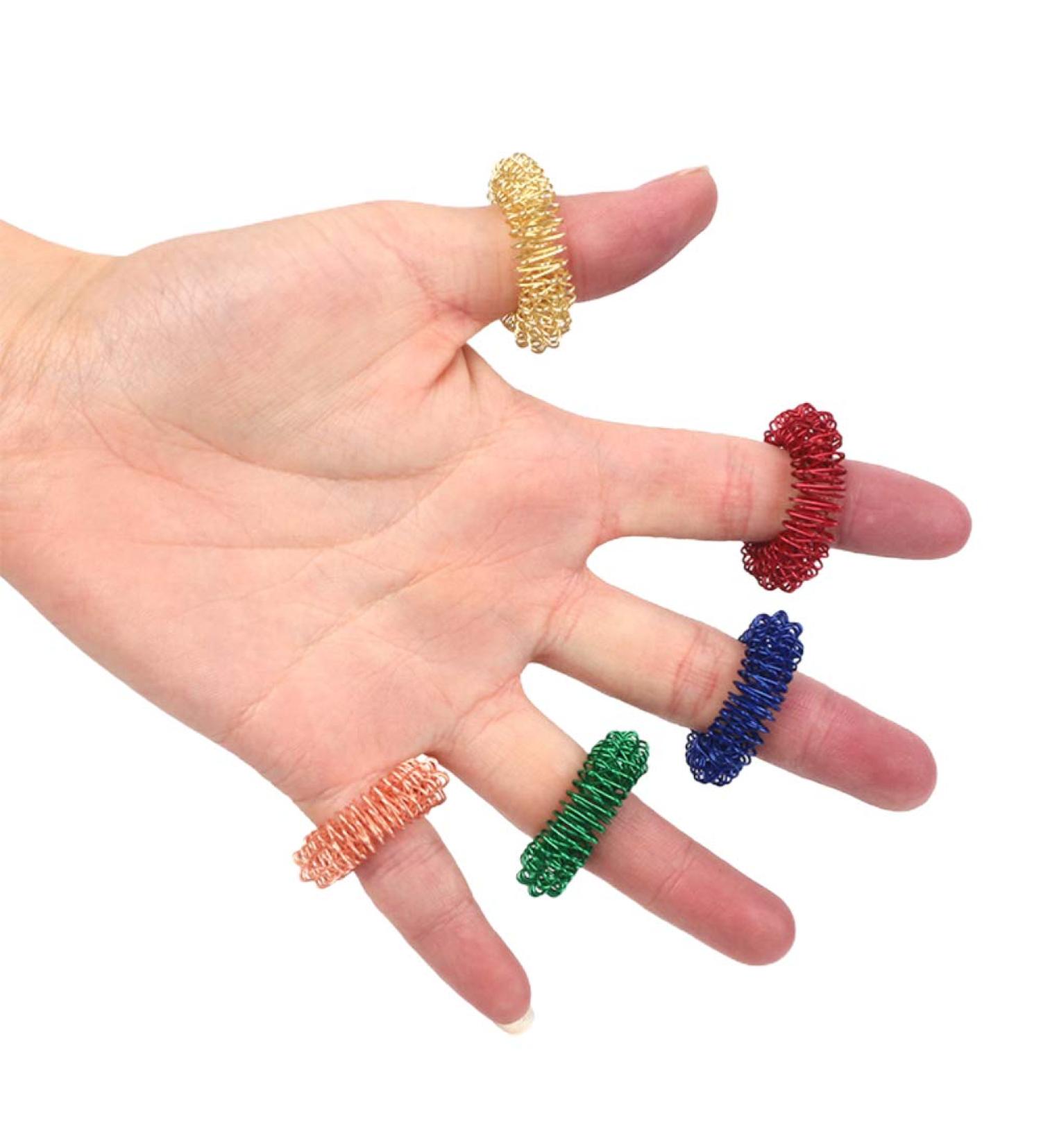 Massage Rings Set - 6 Colorful Spiky Sensory Finger Rings for Stress Relief Acupressure & Fidgeting - Noiseless Stress Reducer for Adults & Teens - Buy Online on GoSupps.com