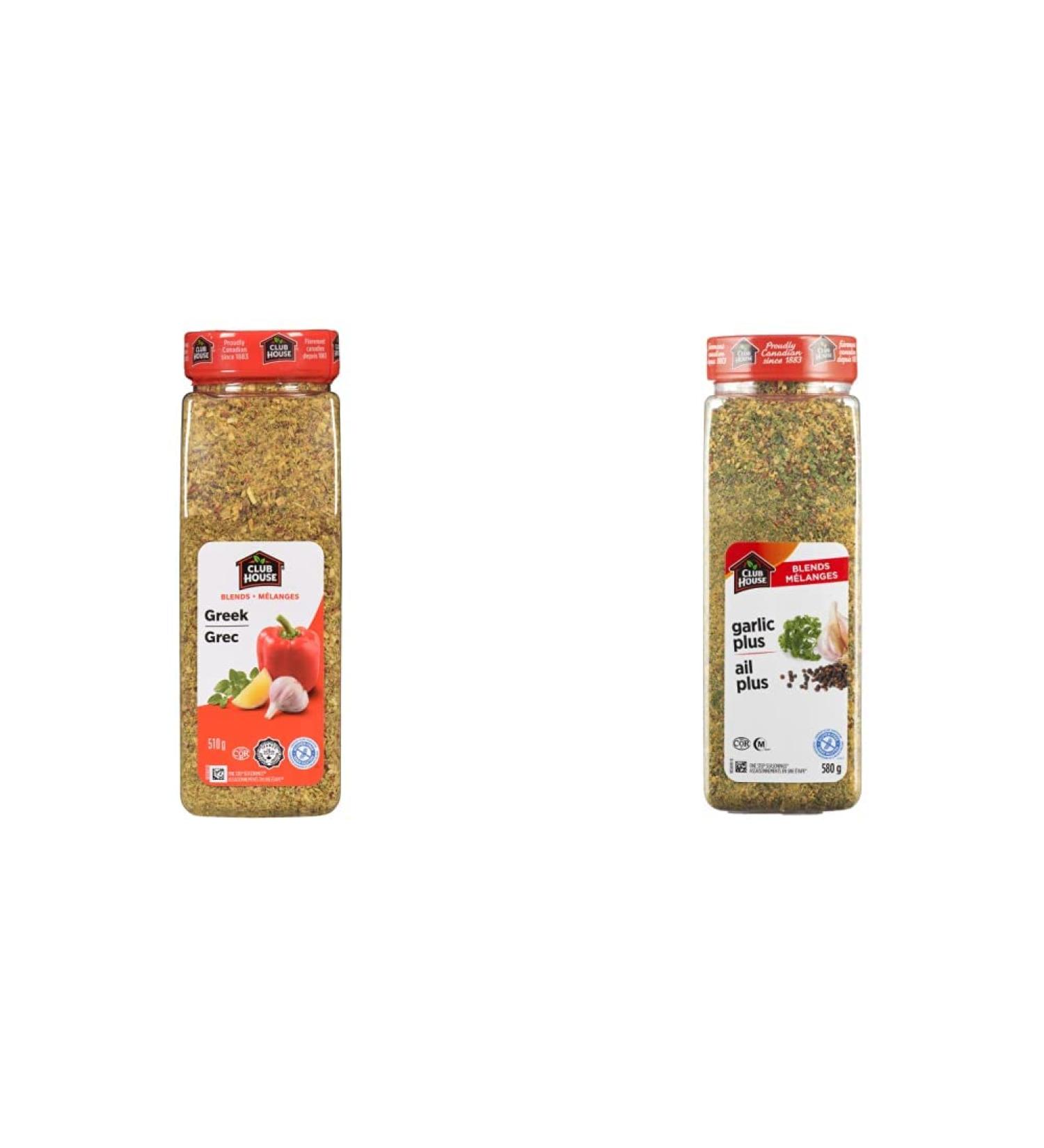 Club House Quality Natural Herbs & Spices One Step Seasoning Greek 510g - Packaging May Vary & Quality Natural Herbs & Spices One Step Seasoning Garlic Plus 580g Seasoning + Garlic Plus - Buy Online on GoSupps.com