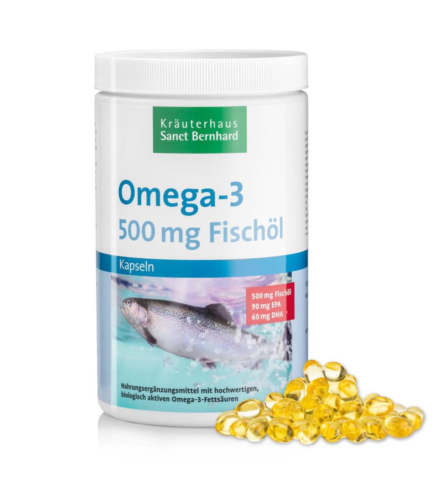 Sanct Bernhard Omega-3 fish oil capsules 500 mg XXL economy pack 1000 capsules 1000 pieces (1 pack)