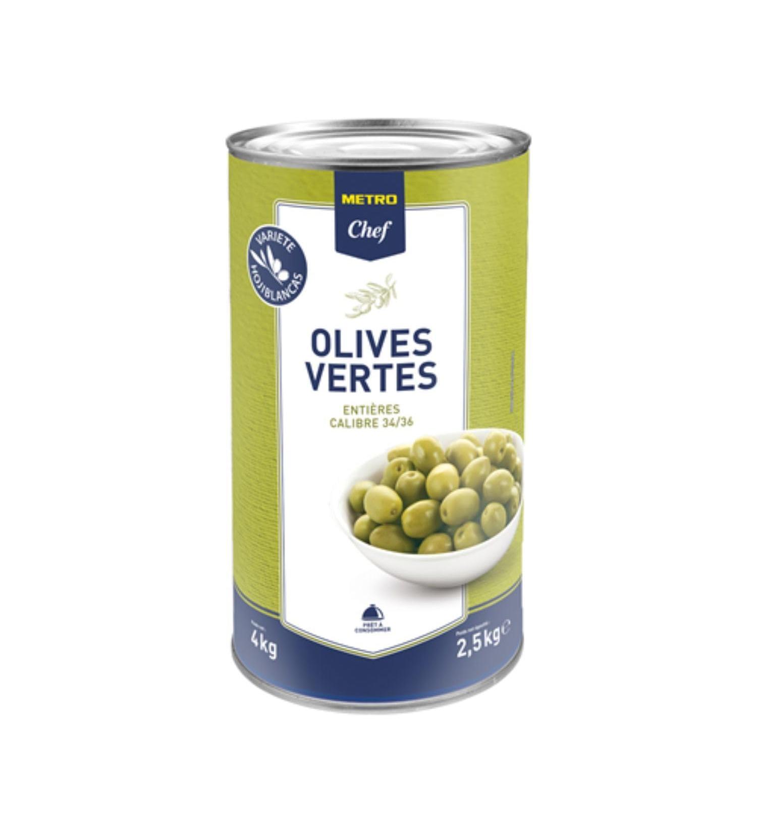 METRO Chef Whole green olives size 34/36 box 5/1