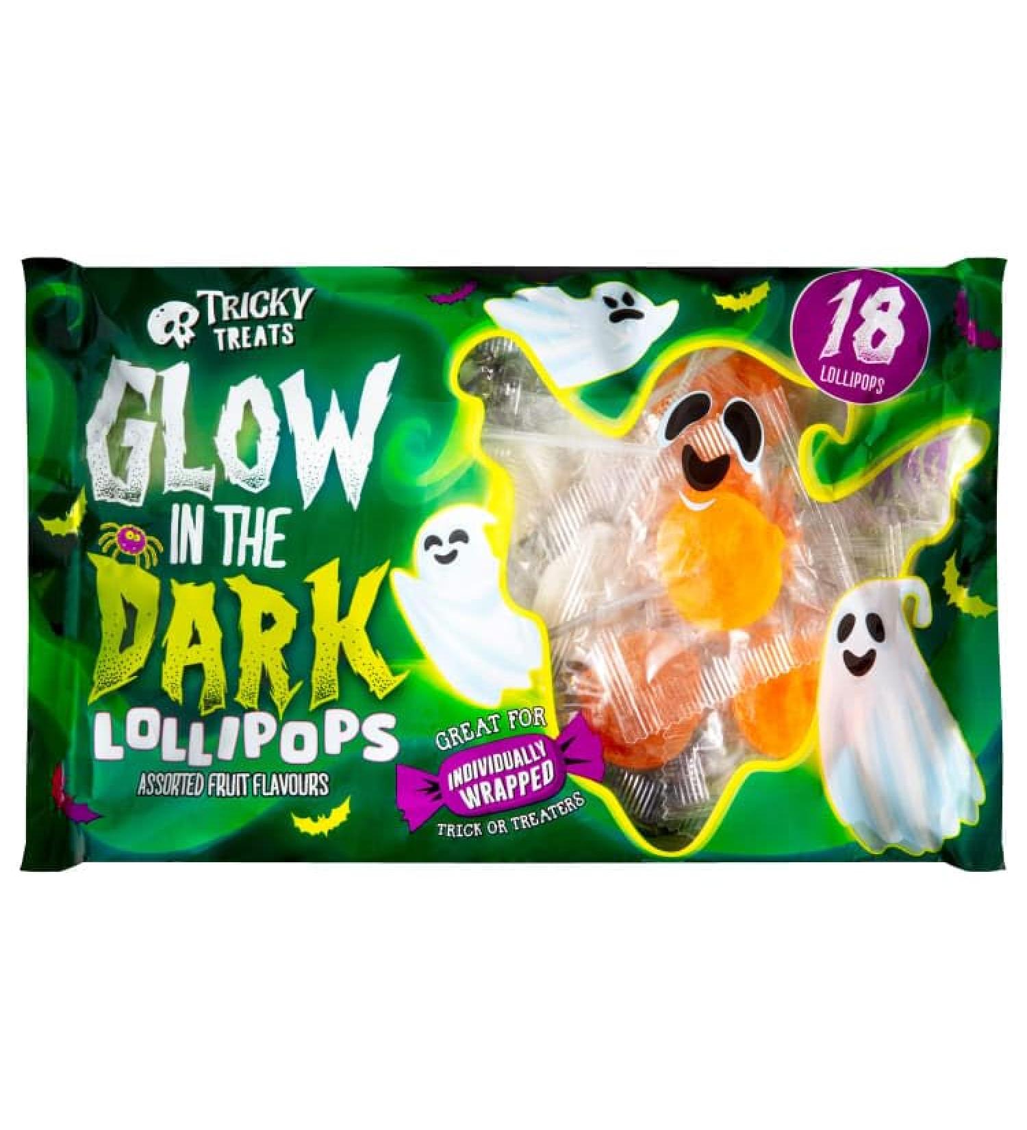 Halloween Decoration Glow in the Dark Halloween Lollipops 18pk Assorted fruit flavours