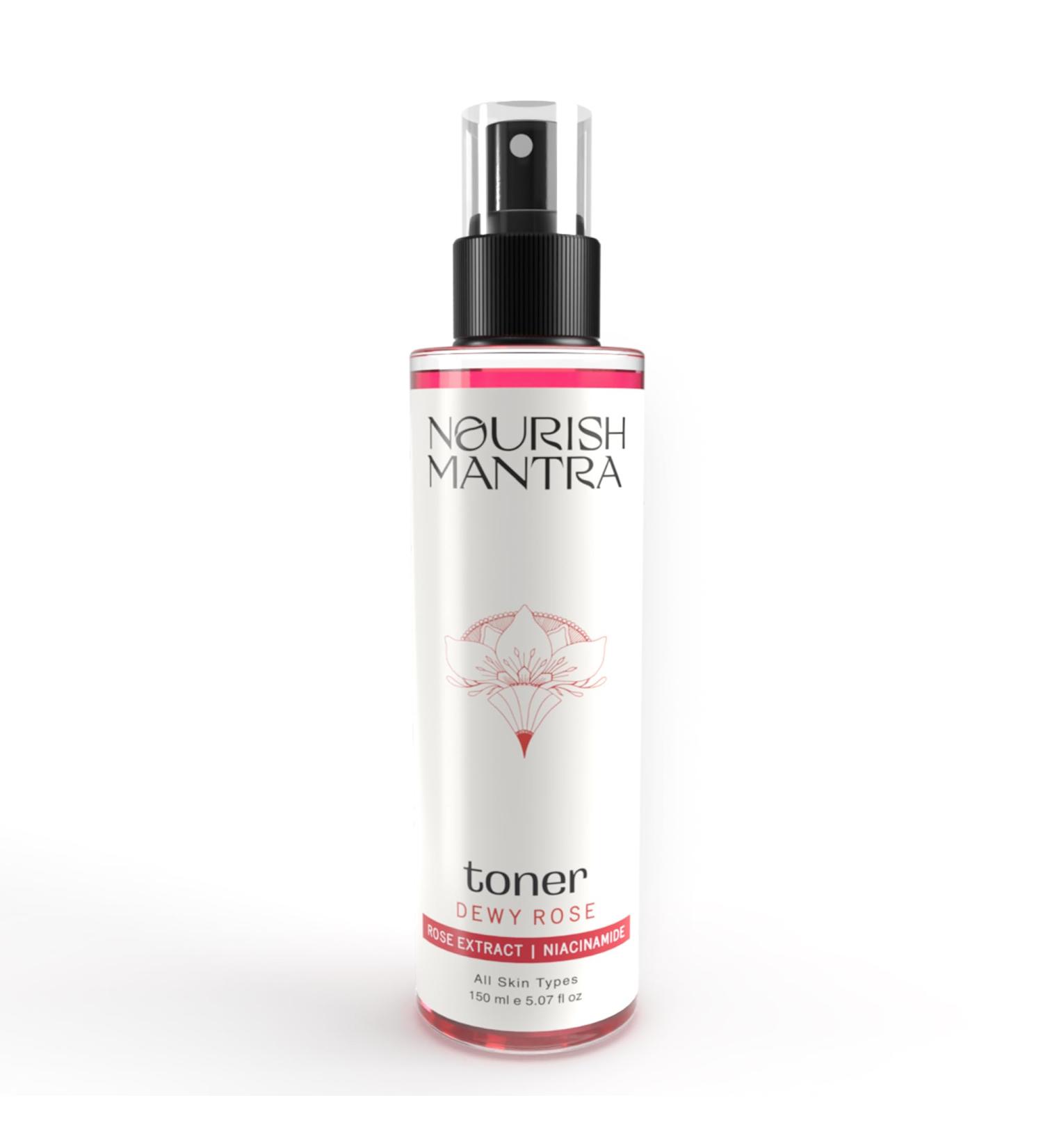 Nourish Mantra Dewy Rose Toner - Radiant Skin with Rose De Mai Niacinamide & Vitamin B5 | Pore Tightening & Rejuvenating (150ml) - Shop Internationally - Buy Online on GoSupps.com