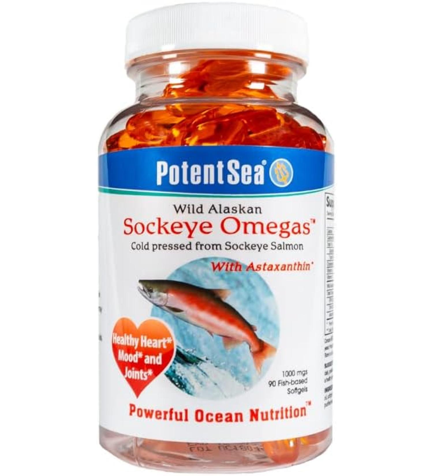 PotentSea Wild Alaskan Sockeye Omegas Salmon Fish Oil Supplement Omega-3 EPA and DHA - 90 Softgel - Buy Online on GoSupps.com