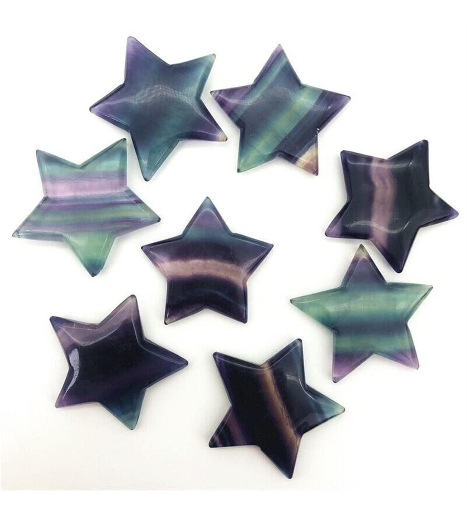 1 Pack of Natural Colored Fluorite Quartz Hand Carved Star Crystal Stones Ornament Room Decoration Stone Mineral Specimen - Buy Online on GoSupps.com