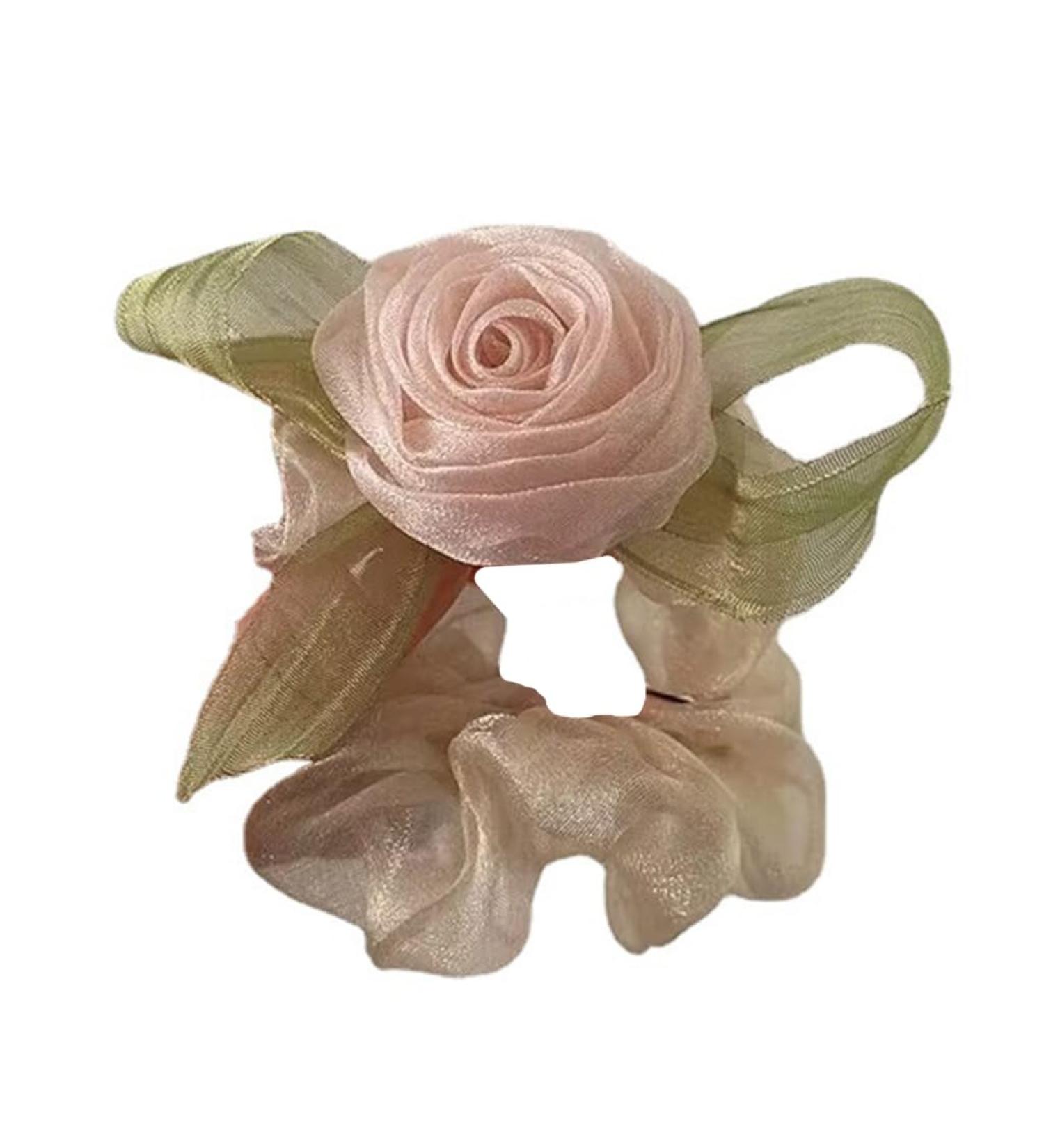 xbiez Hair Scrunchies Fairy Camellia Hair Ornament Elastic Hair Tie for Female and Young Girls Ponytail Holders Pink - Buy Online on GoSupps.com