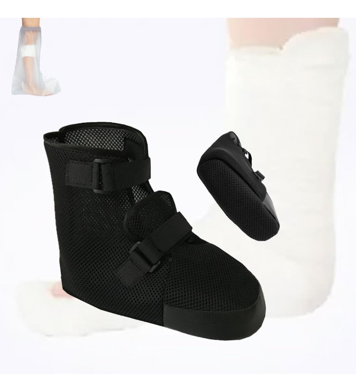 Unisex Offloading Post Op Shoe - Adjustable Lightweight Medical Walking Boot for Broken Foot Fractures & Sprains - Post Surgery Foot Support Left/Right Foot - 1PC Black (Thin) Medium - Buy Online on GoSupps.com