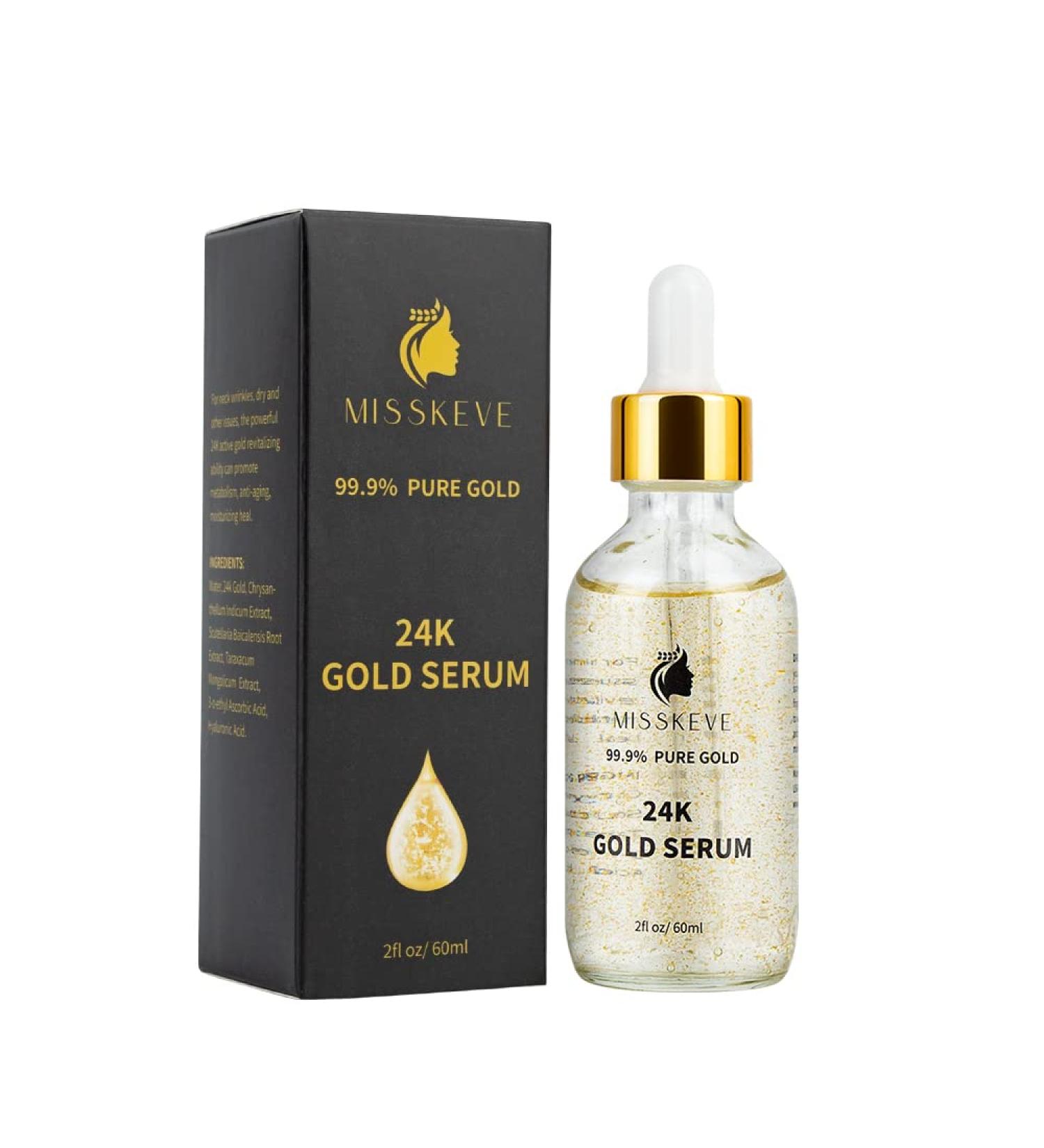 24K Gold Serum 60ML - Best Anti-Aging Face Serum with Hyaluronic Acid | Pure Gold Infused Skincare - Buy Online on GoSupps.com