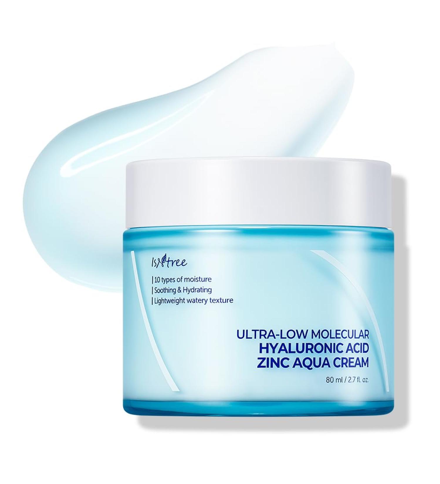 IsNtree Ultra-Low Molecular Hyaluronic Acid Zinc Aqua Cream 80ml 2.71 fl oz | Korean Skincare | Hyaluronic Acid | Pore Care | Cooling Effect | Hydrating Face Moisturizer - Buy Online on GoSupps.com