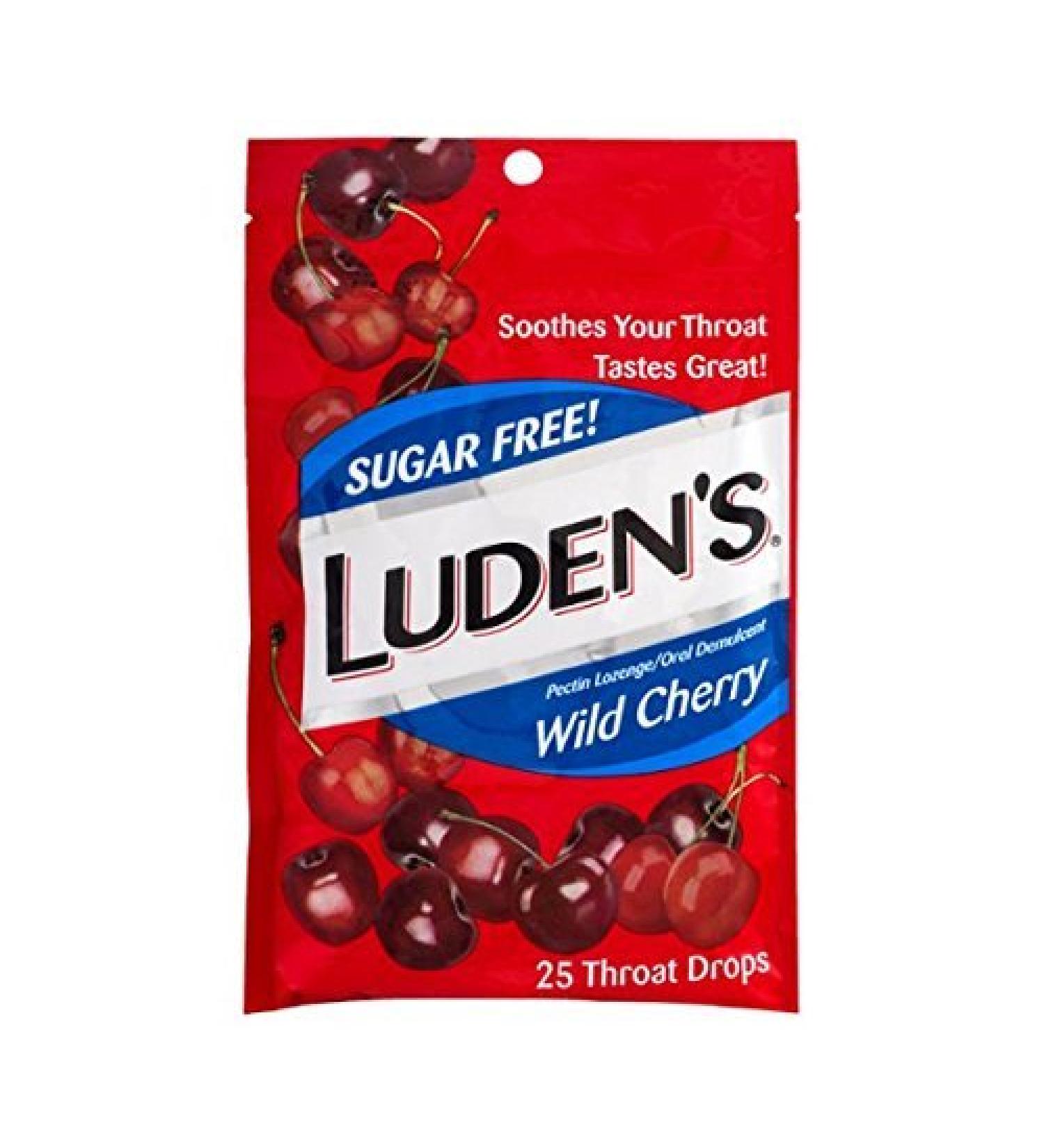 Luden's Throat Drops Sugar Free Wild Cherry 25 EA - Buy Packs and SAVE (Pack of 5)