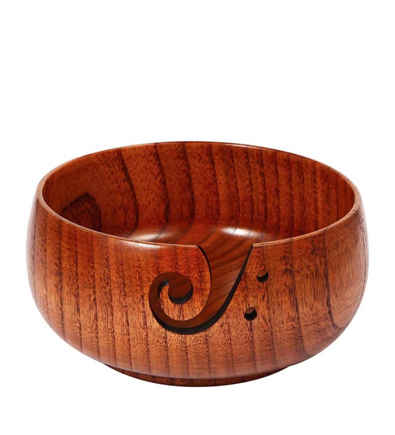 Handmade Wooden Yarn Bowl 6x3 - Knitting and Crochet Supplies - Yarn Storage Holder with Holes - Buy Online on GoSupps.com