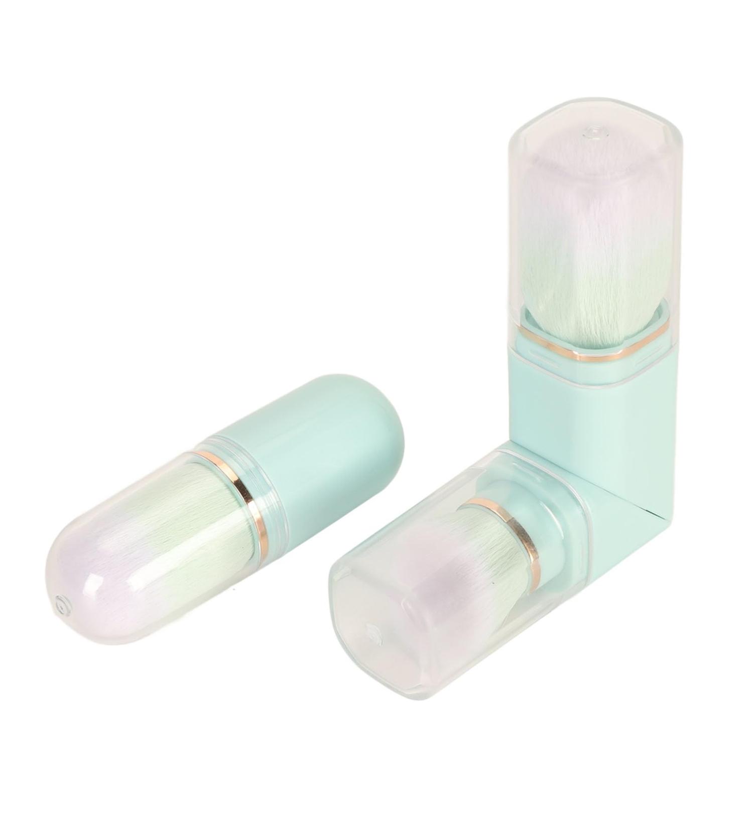 Portable Double Headed Retractable Makeup Brush Set - Blue Capsule Design for Travel | Powder Blush Tool Kit - Buy Online on GoSupps.com