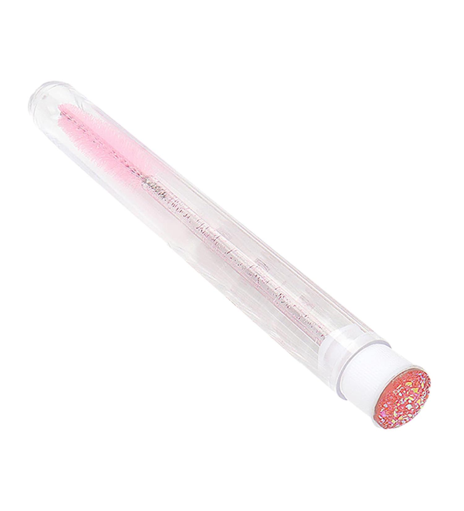 Lash Brush - Spoolie Brush Mascara Wands Rhinestone Eye Lash Brush Applicator with Tube for Eye Lash Extension Eyebrow and Makeup Light Pink - Buy Online on GoSupps.com