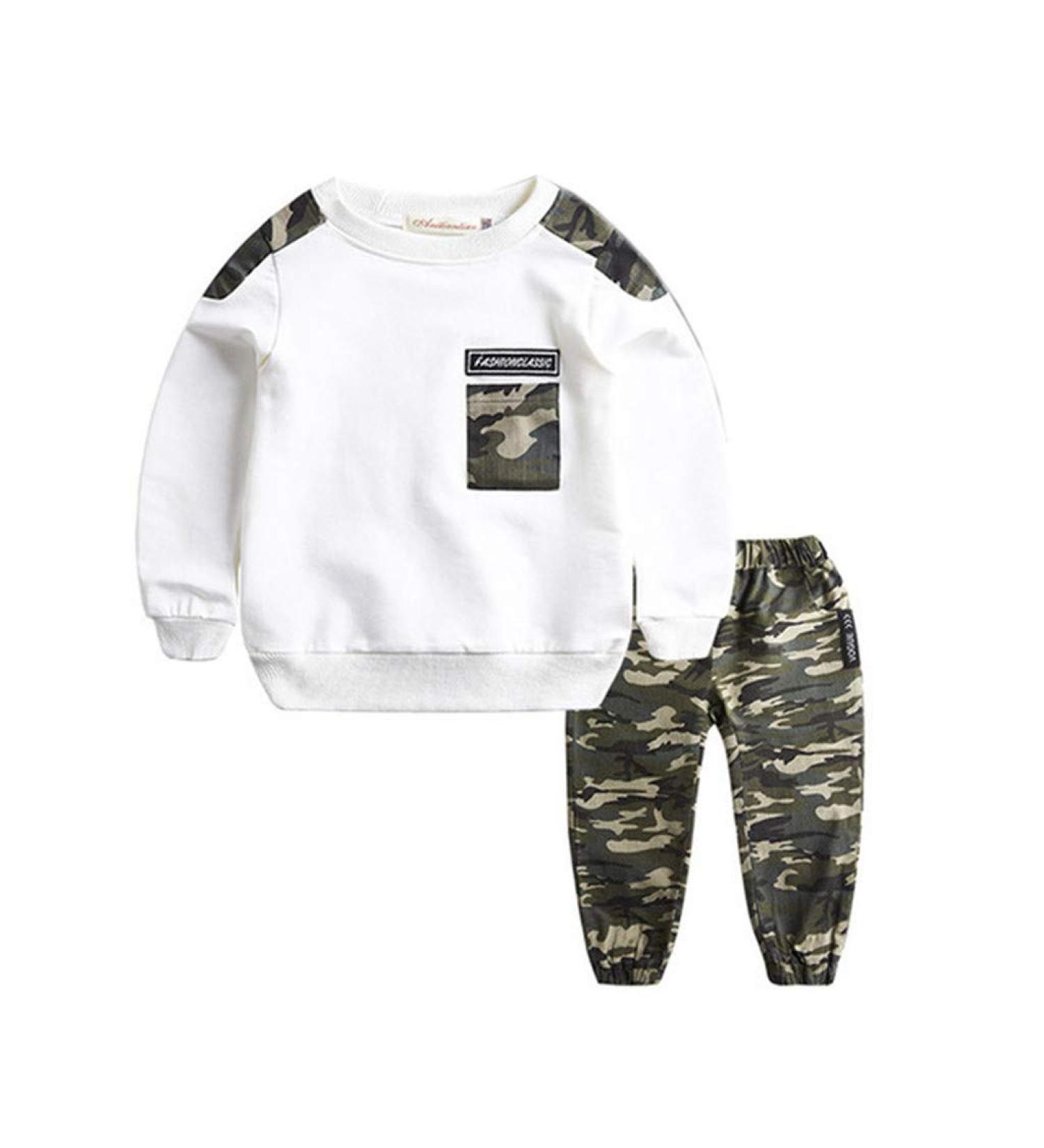 AMhomely Baby Boy Camouflage Tracksuit Set | 3-4 Years | White | Sale - Buy Online on GoSupps.com