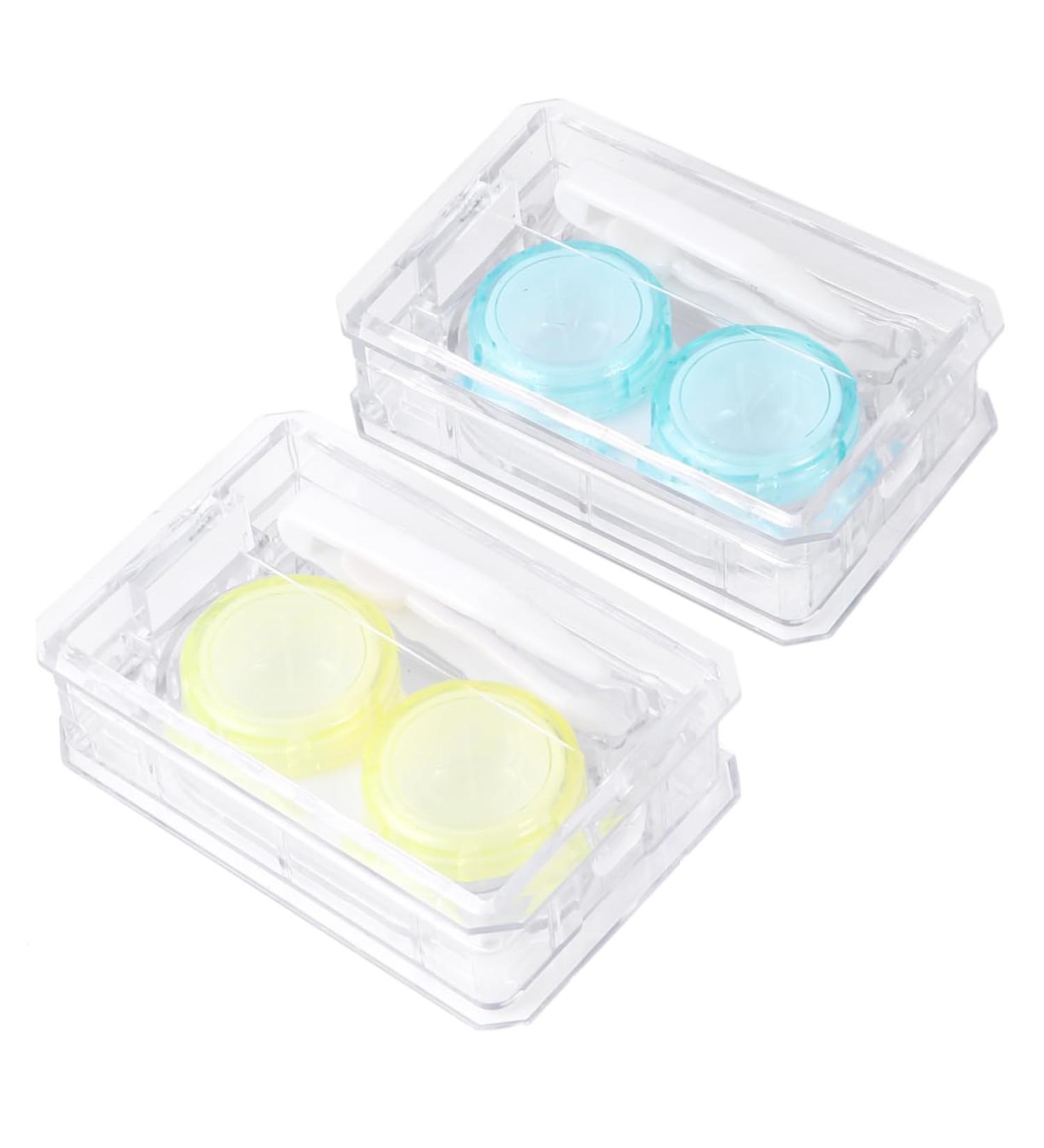 Partykindom Mini Colored Contact Lens Containers with Mirror - Japanese Style Cleaning Case (Set of 2) | 1.8x5cm - Buy Online on GoSupps.com
