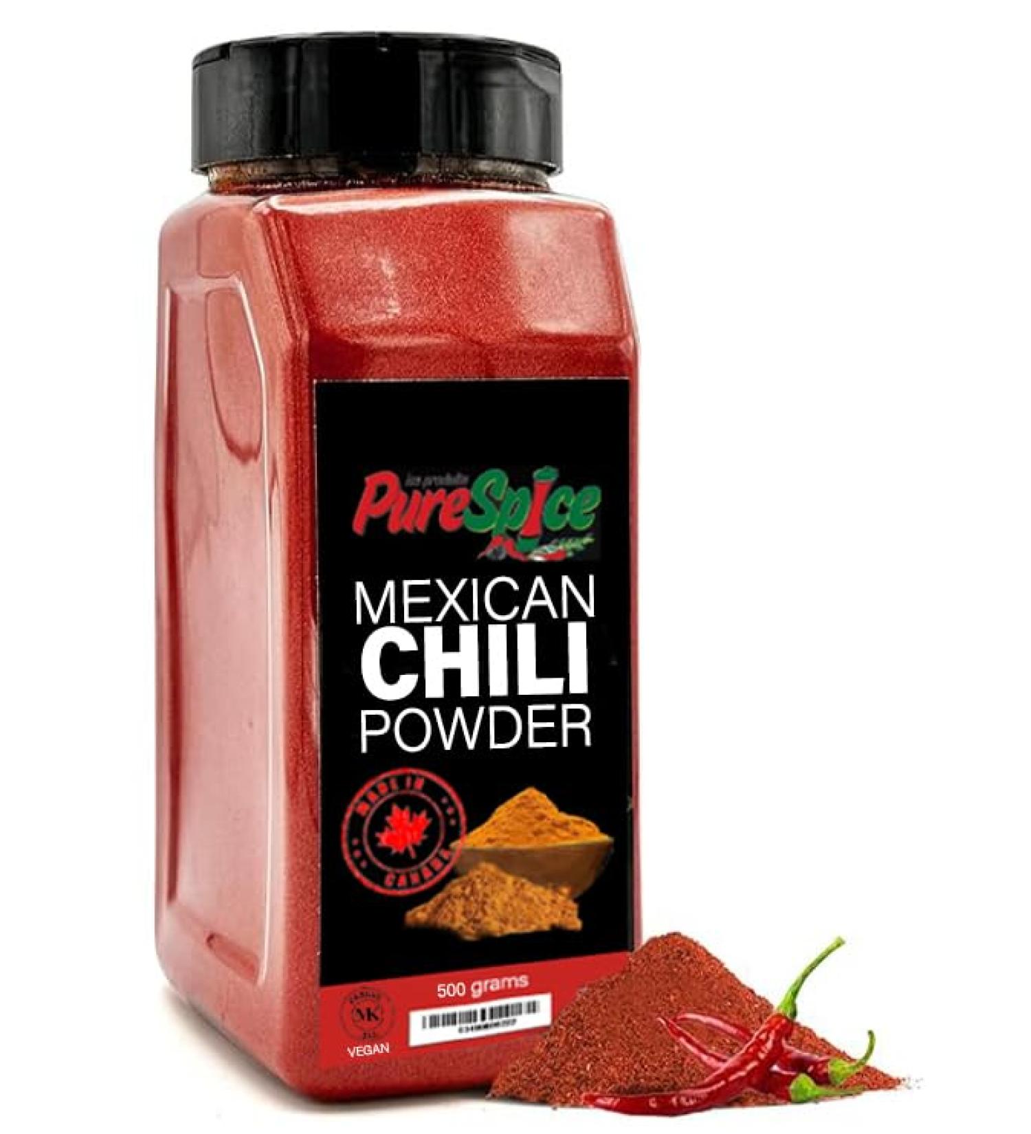 PureSpice Mexican Chili Powder Spice 500 Grams | Restaurant Grade Vegan Kosher Powder Seasoning | Premium Flavor for Cooking Meat Steak Rub and Sauce - Buy Online on GoSupps.com
