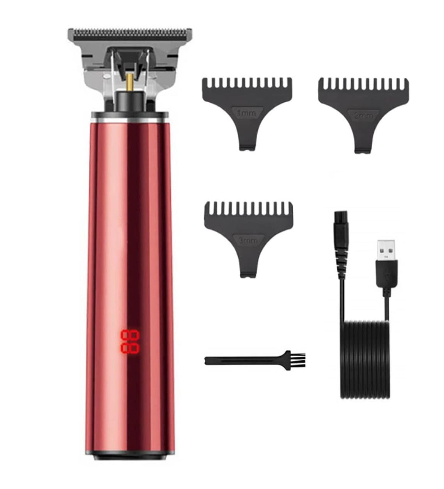 Powerful Rechargeable Hair Clippers with LCD Display for Men | Electric Beard Trimmer & Hair Clipper - Perfect for Finishing & Outlining (Red - Buy Online on GoSupps.com