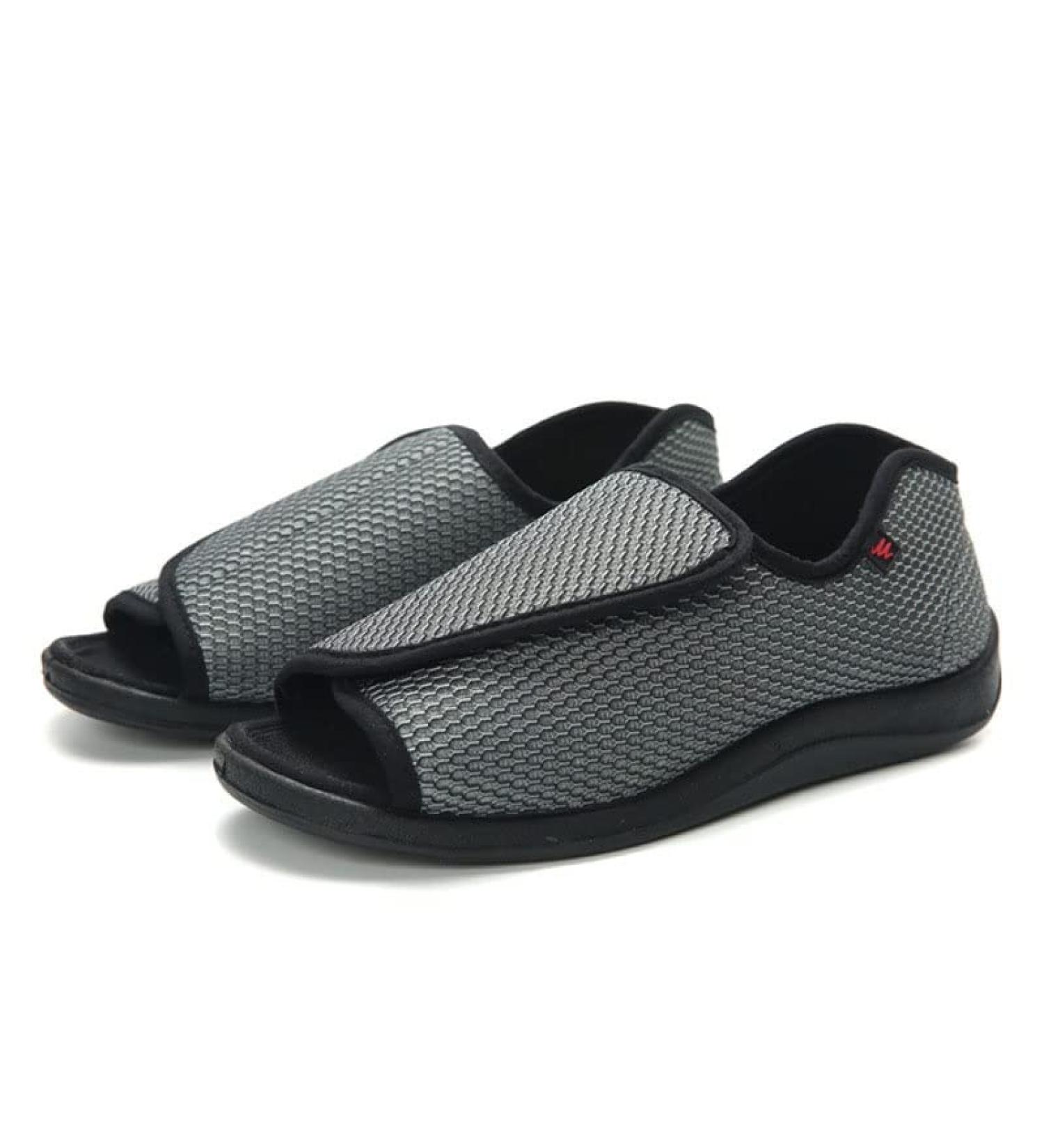 Men's Lightweight Air Cushion Diabetic Slippers - Non-Slip, Warm, and Breathable Grey Shoes with Arch Support and Easy On/Off - Buy Online on GoSupps.com
