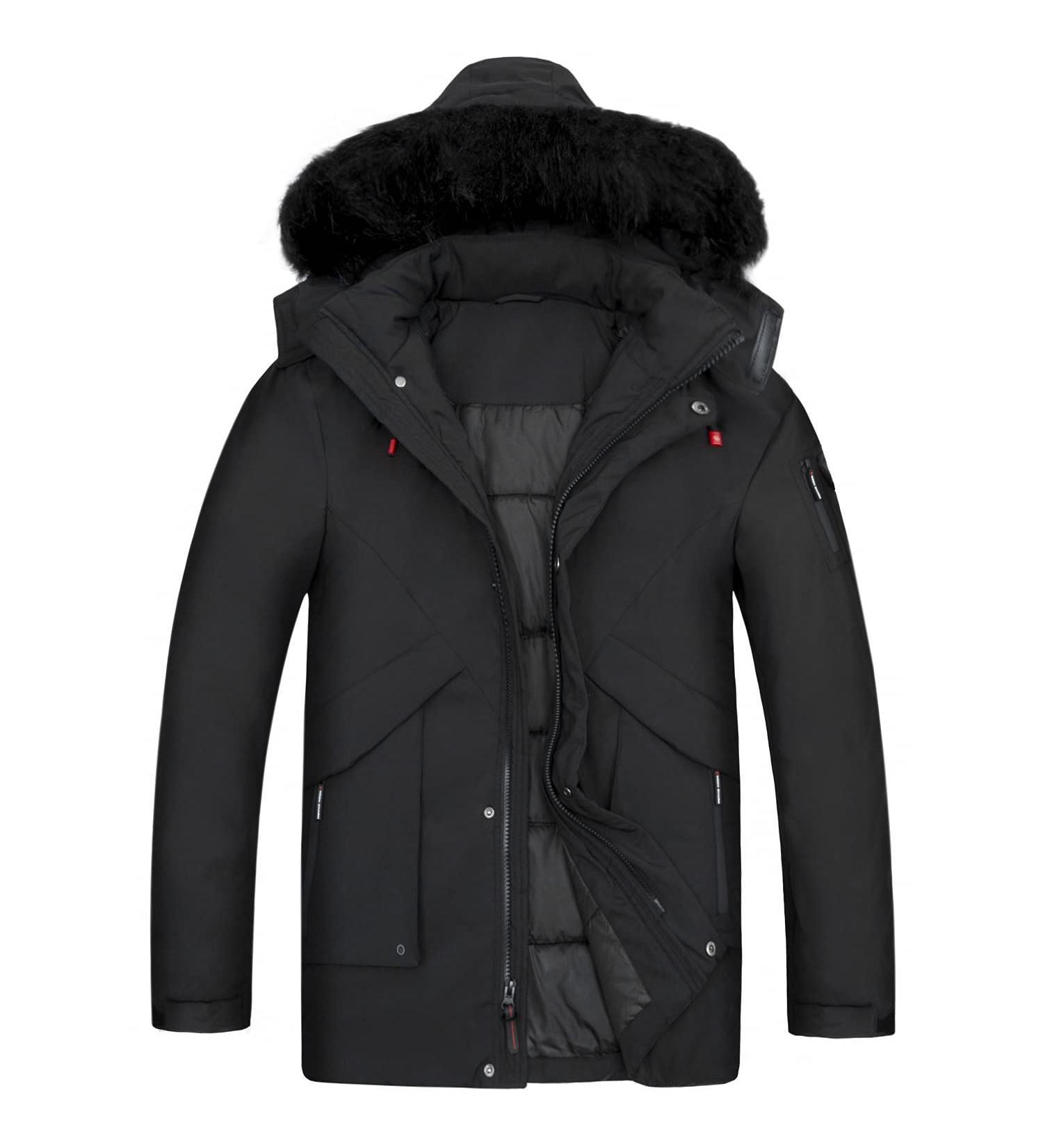 WEEN CHARM Men's Warm Parka Jacket Anorak Winter Coat with Detachable Hood - Black-8828 Small - Buy Online on GoSupps.com