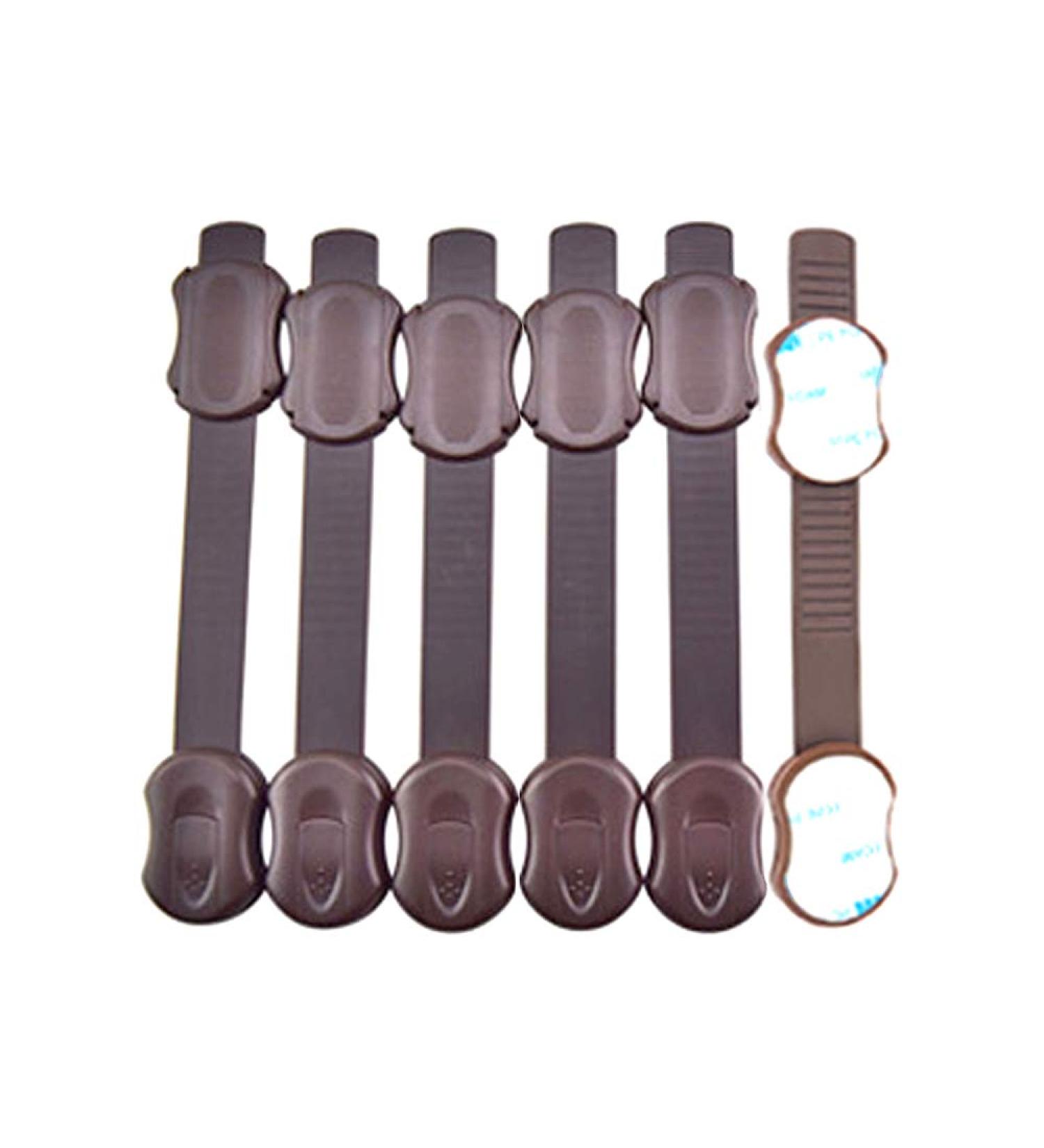 Shop Huture 6-Piece Multi-Purpose Child Safety Cabinet Locks - No Tools Adjustable Straps for Drawers Ovens Fridges & More - Easy Adhesive Installation - Brown - Buy Online on GoSupps.com