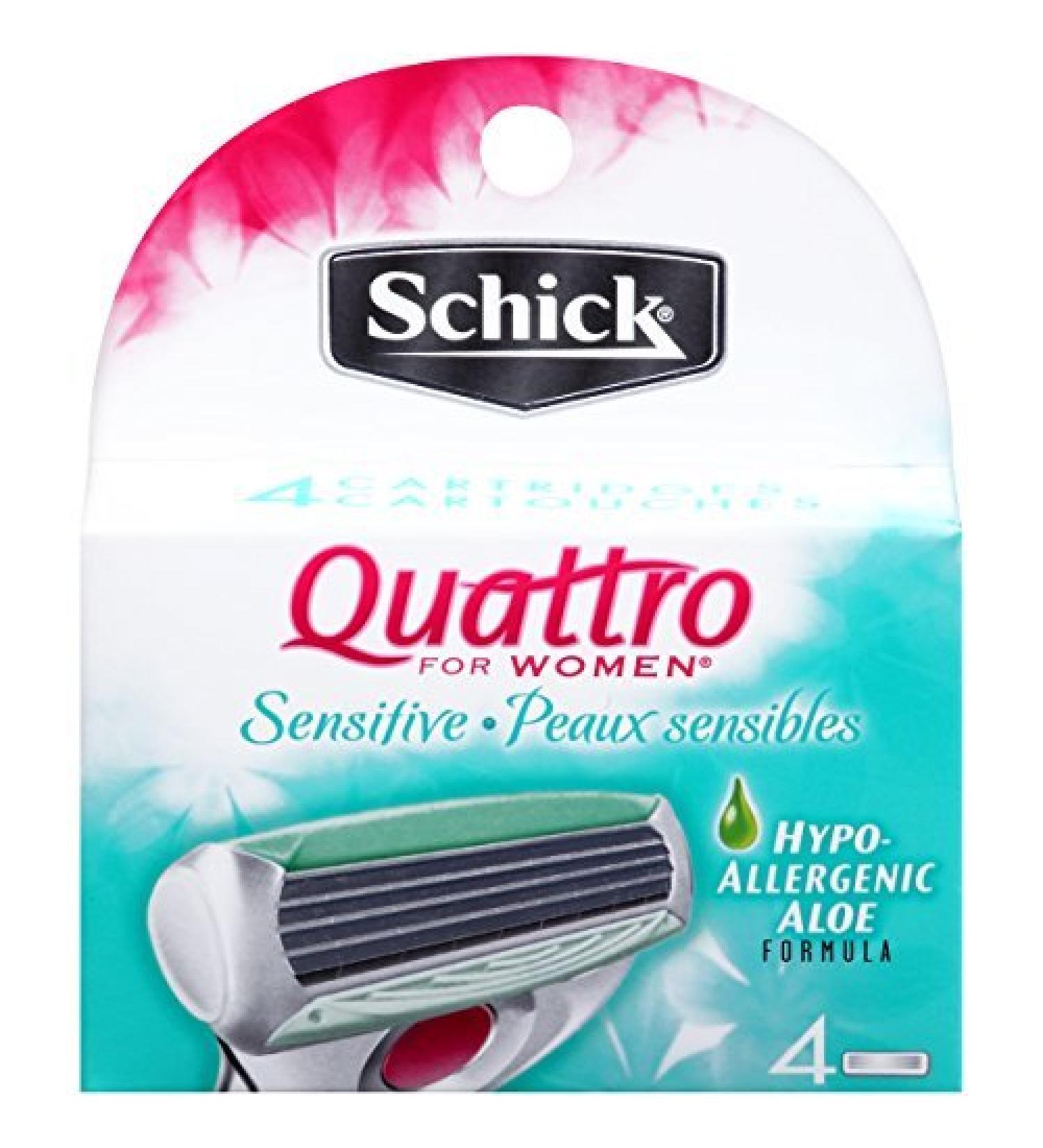 Schick Quattro for Women Sensitive Skin Razor Blade Refills - 8 Count Pack - Buy Online on GoSupps.com