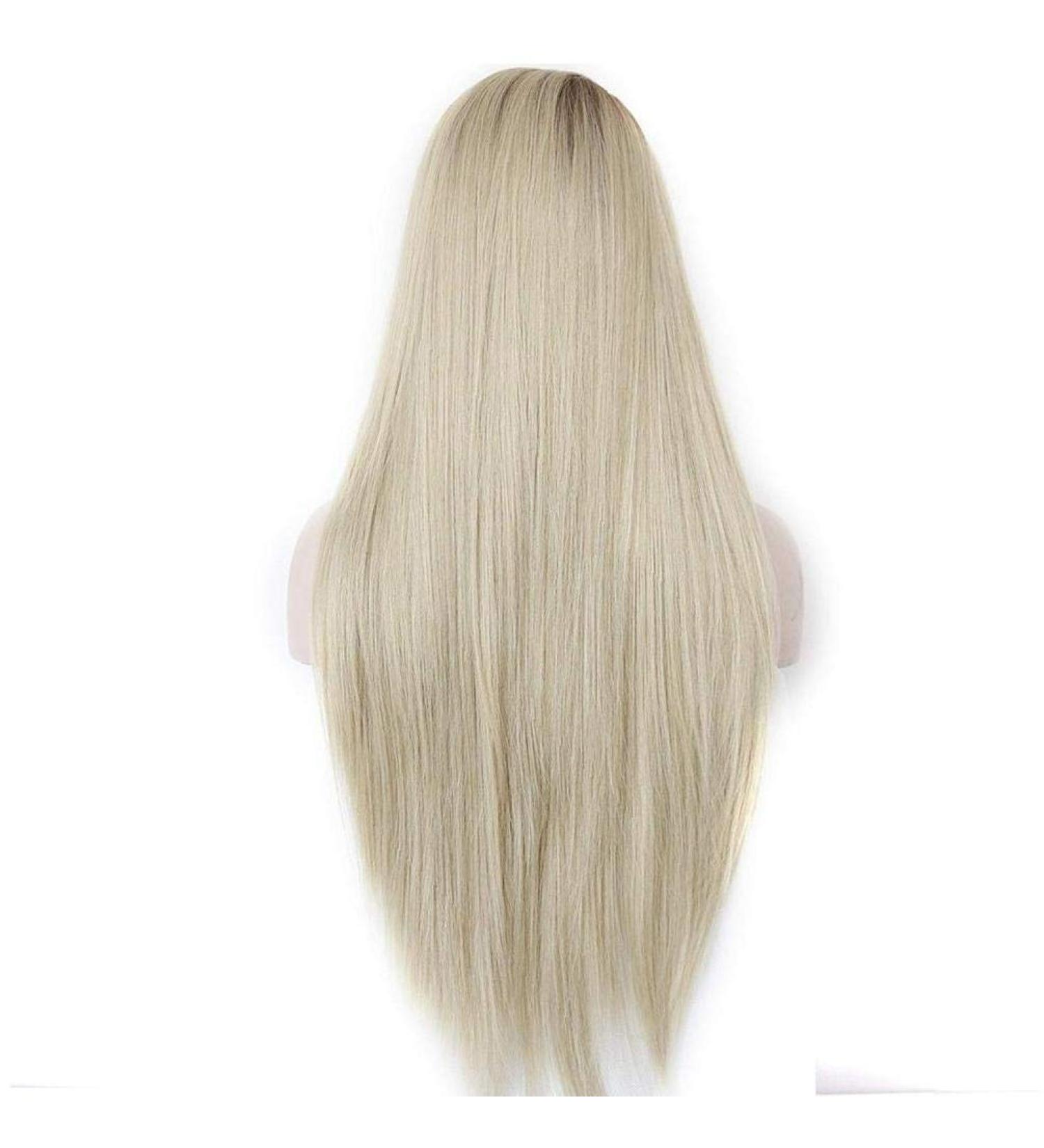 Buy Wig Fashion Blonde Glueless Lace Long Natural Straight Synthetic Hair for Women - Gold | Free International Shipping - Buy Online on GoSupps.com