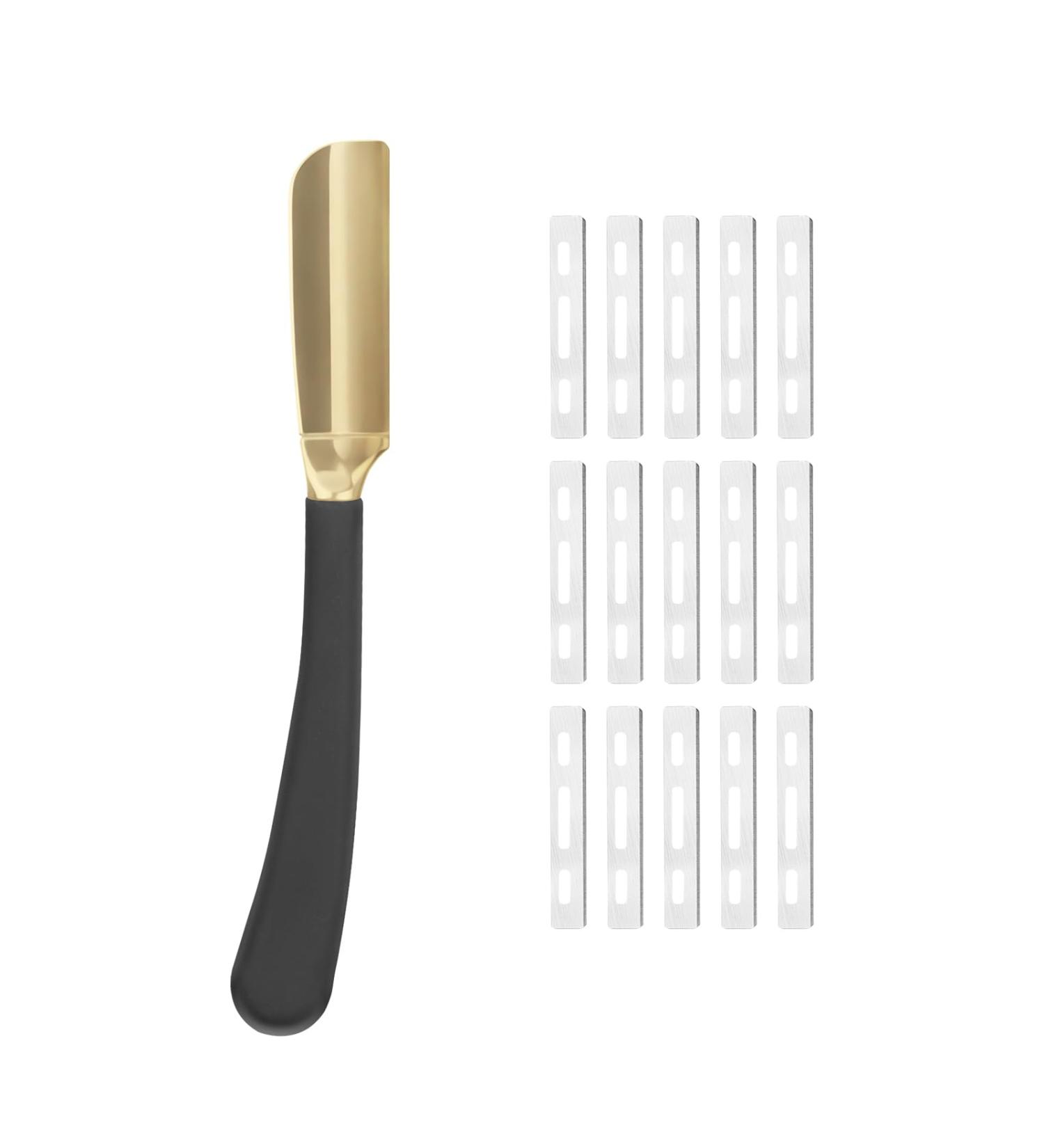 Professional Gold Straight Shaving Razor for Men | Stainless Steel Cut Throat Shavette | Salon Quality Barber Razor - Buy Online on GoSupps.com