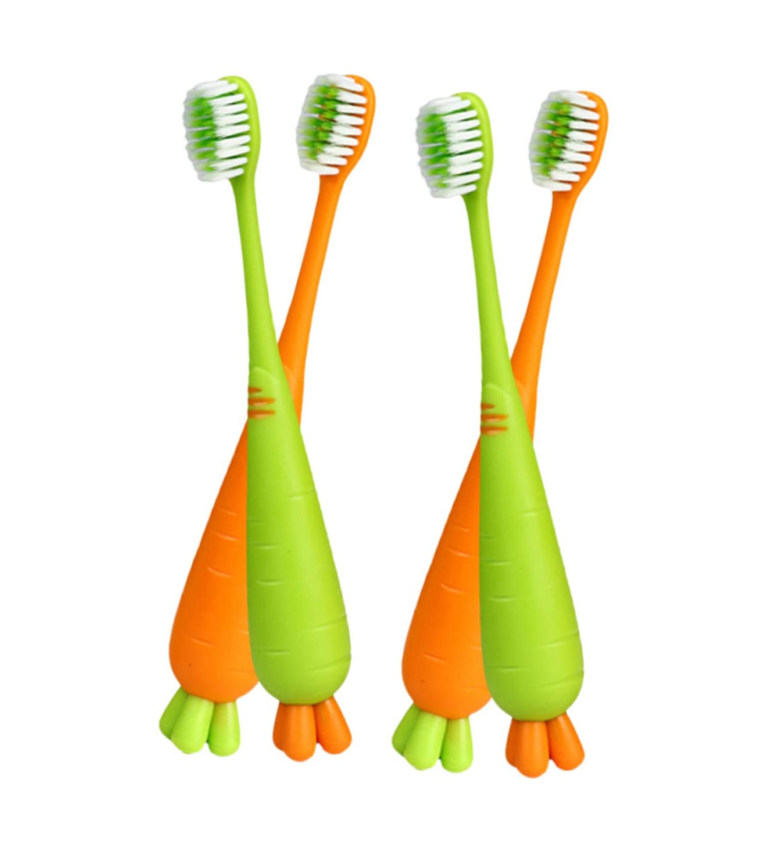 Frcolor 4-Piece Manual Carrot Toothbrush Set - Daily Oral Care Tools for Kids | Thorough Cleaning & Comfort - Buy Online on GoSupps.com