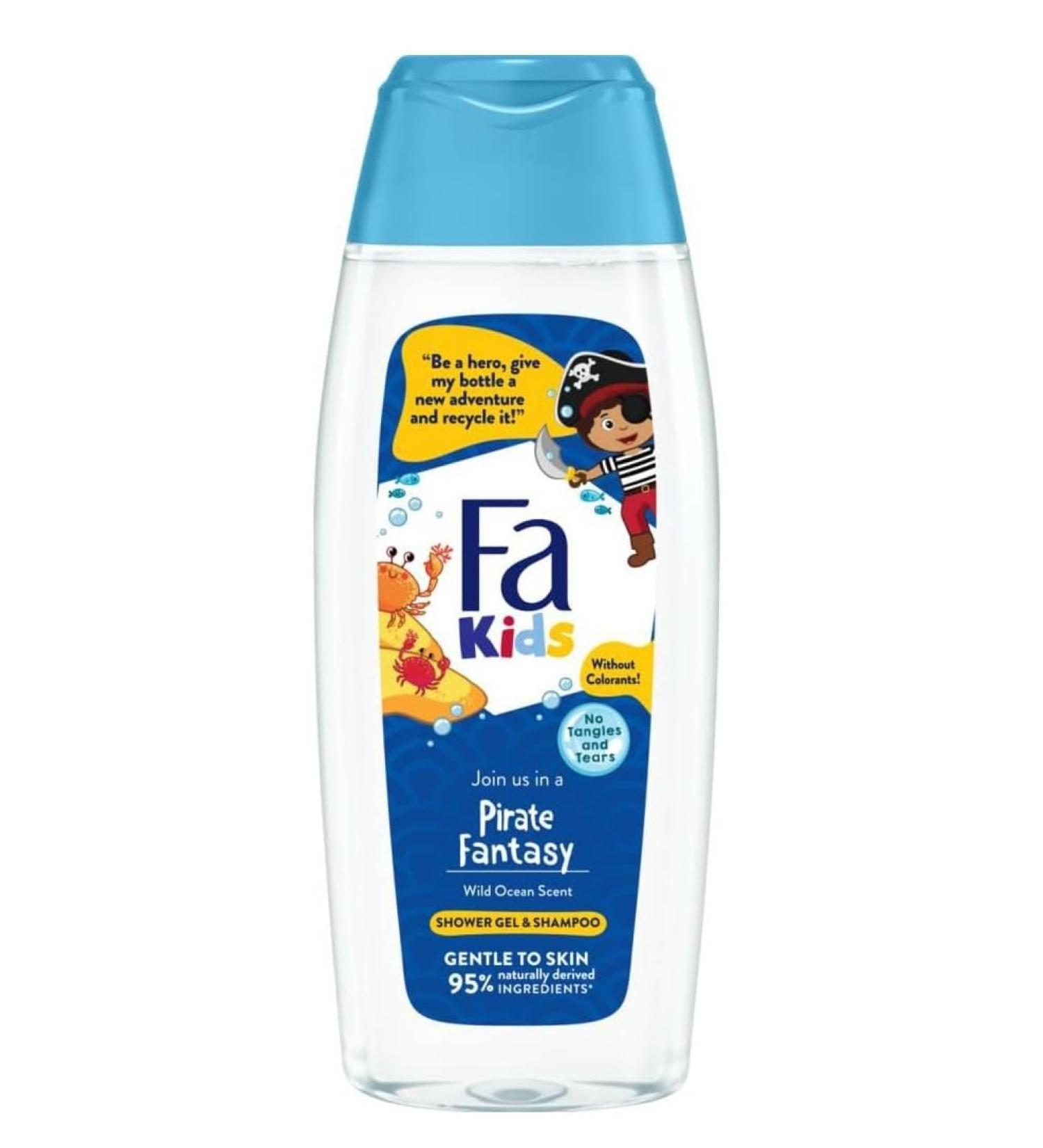 FA Kids Pack of 6 bottles of Pirate Fantasy boy wash gel and shampoo 250 ml