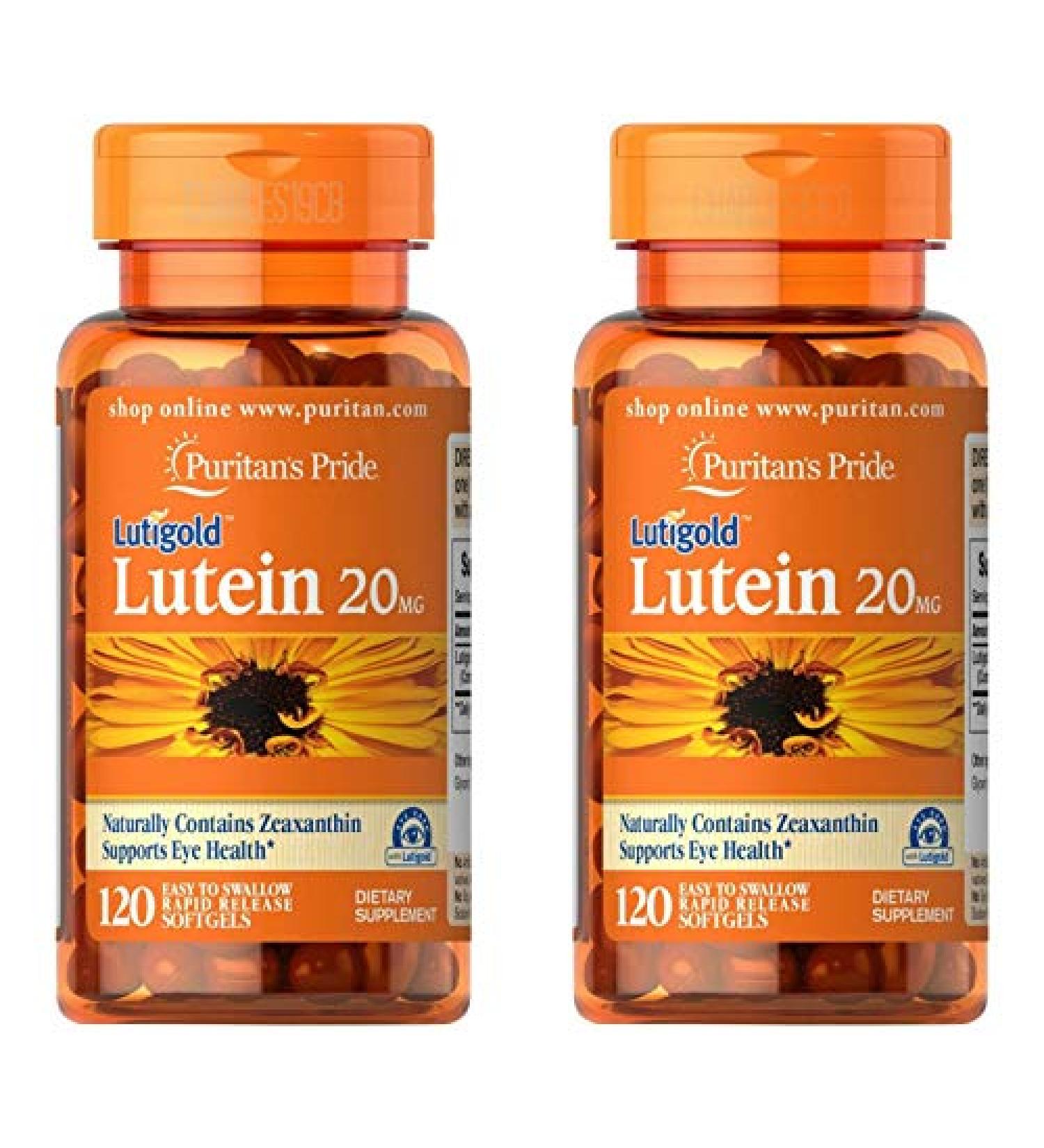 Puritan's Pride 2-Pack Lutein 20mg with Zeaxanthin Softgels - 240 Total - Buy Online on GoSupps.com