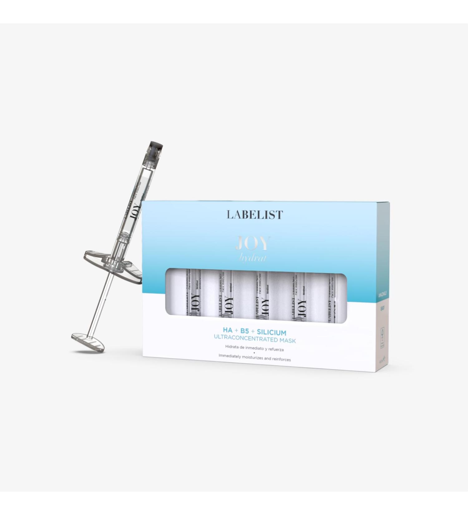 LB LABELIST Labelist Face Mask with 1.8% Pure Hyaluronic Acid Intensive Hydration Relieves Wrinkles & Firms Syringe Format 4 x 1 ml