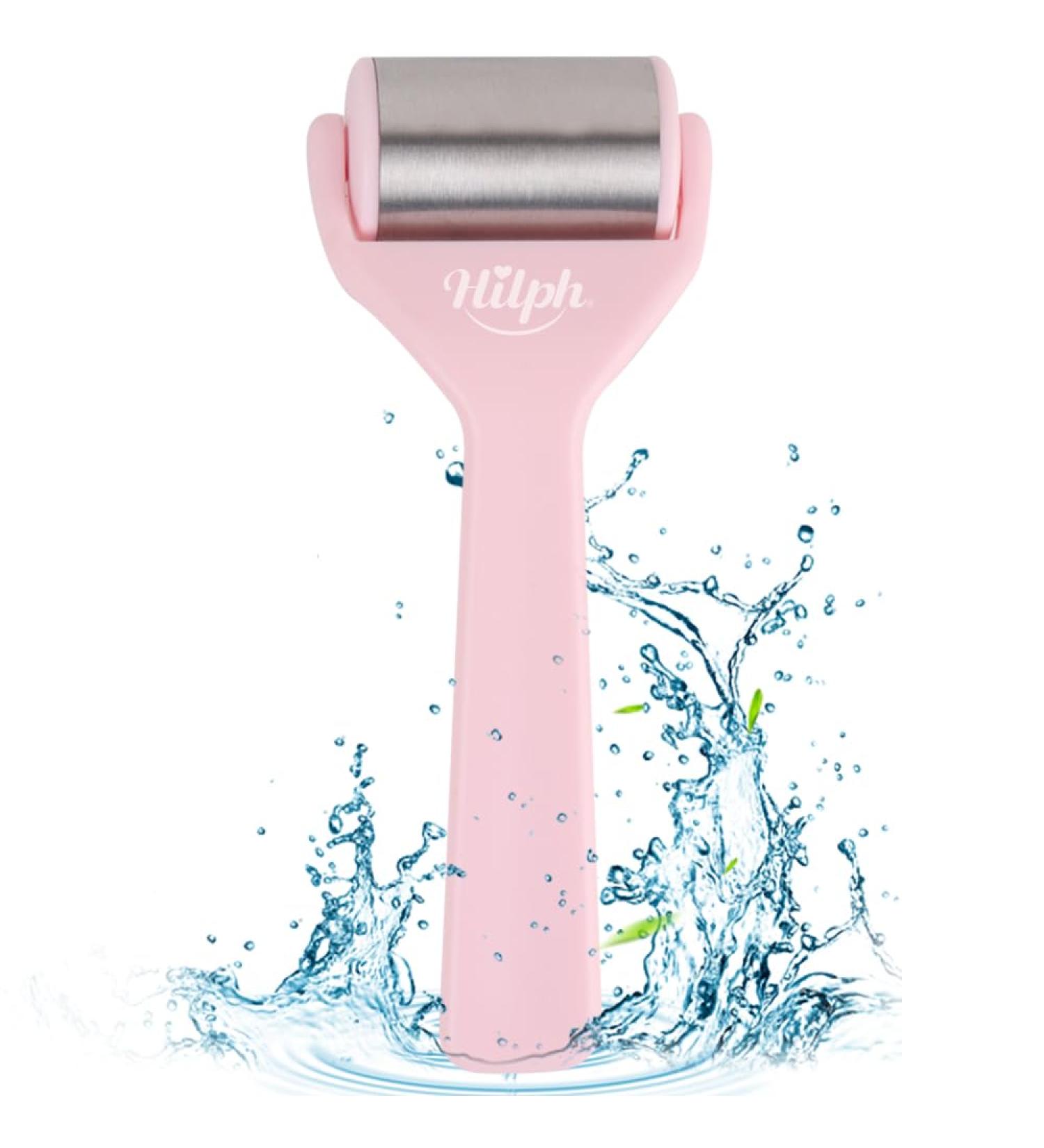 Hilph Stainless Steel Ice Roller for Face - Cold Facial Massager for Puffiness, Eye Bags, Wrinkles, Fine Lines - Anti-Aging Migraine Relief - Pink - Buy Online on GoSupps.com
