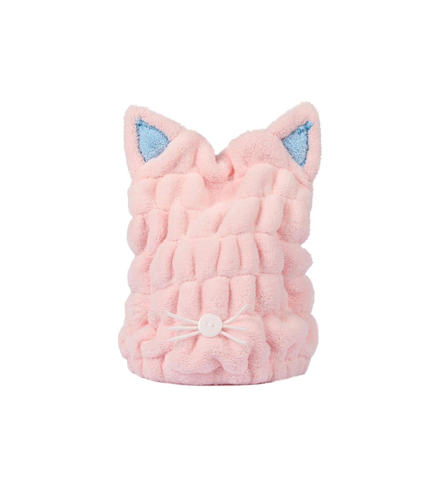Frcolor Cat Ear Dry Hair Hat - Coral Fleece Bath Towel Wrap for Long Hair (Pink) - International Shipping Available - Buy Online on GoSupps.com