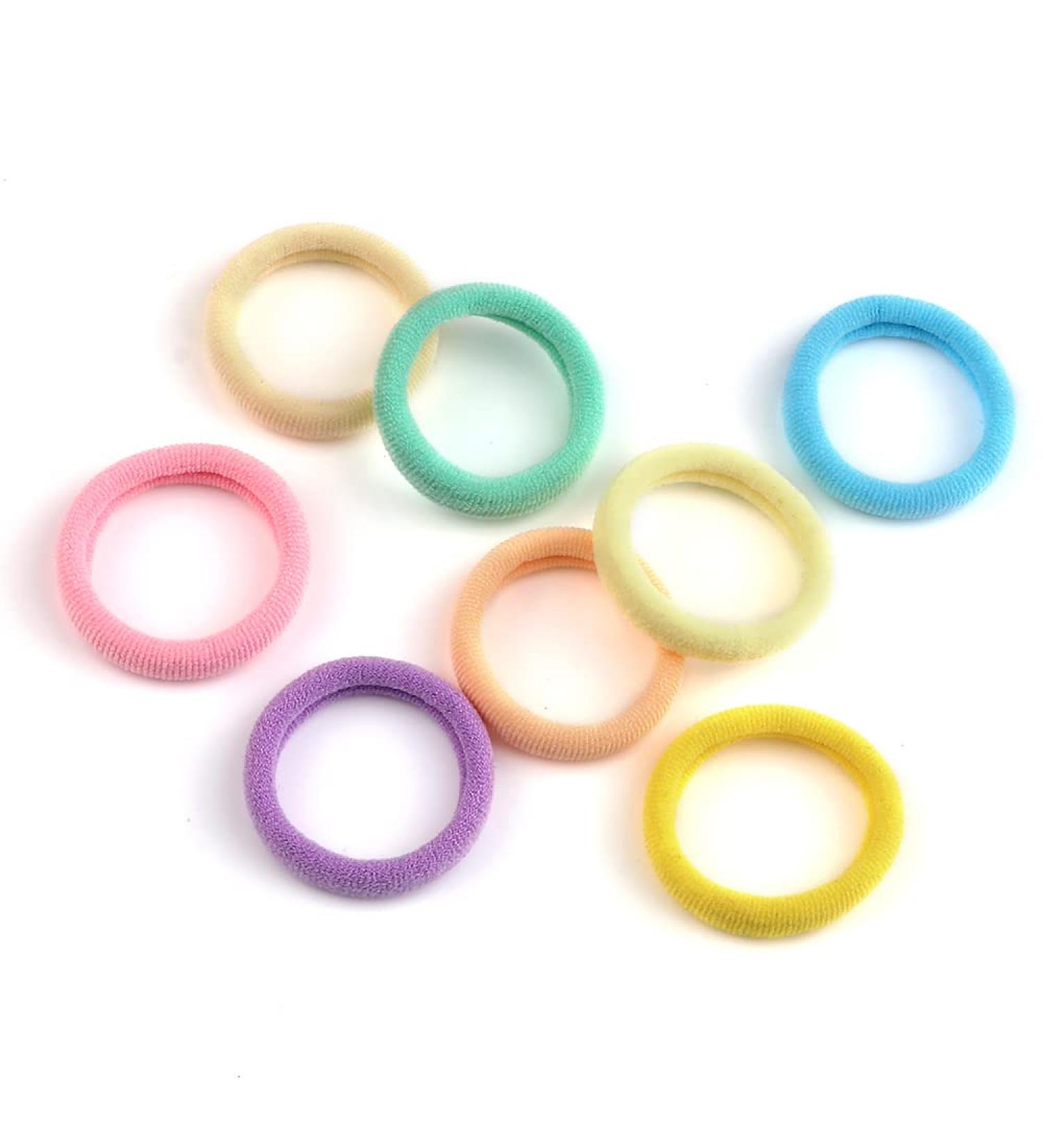 Set of 20 Girls Small 3 cm Elastic Hair Bands Colourful Children's Nylon Hair Scrunchie Ponytail Holder Hair Accessories Pastel - Buy Online on GoSupps.com