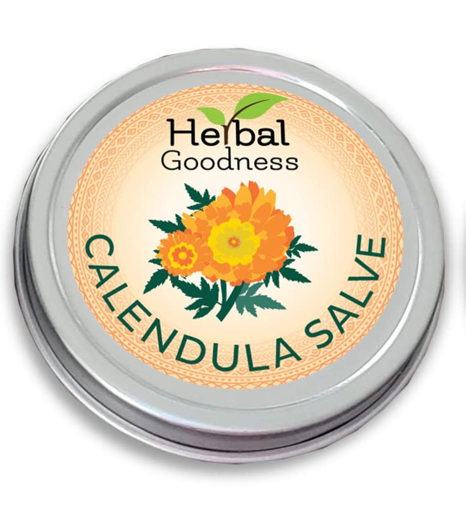 Herbal Goodness Calendula Salve Ointment - Natural Skin Support Massage Skin Care with Olive Oil Pure Bees Wax - 1 (Unit) Made in USA