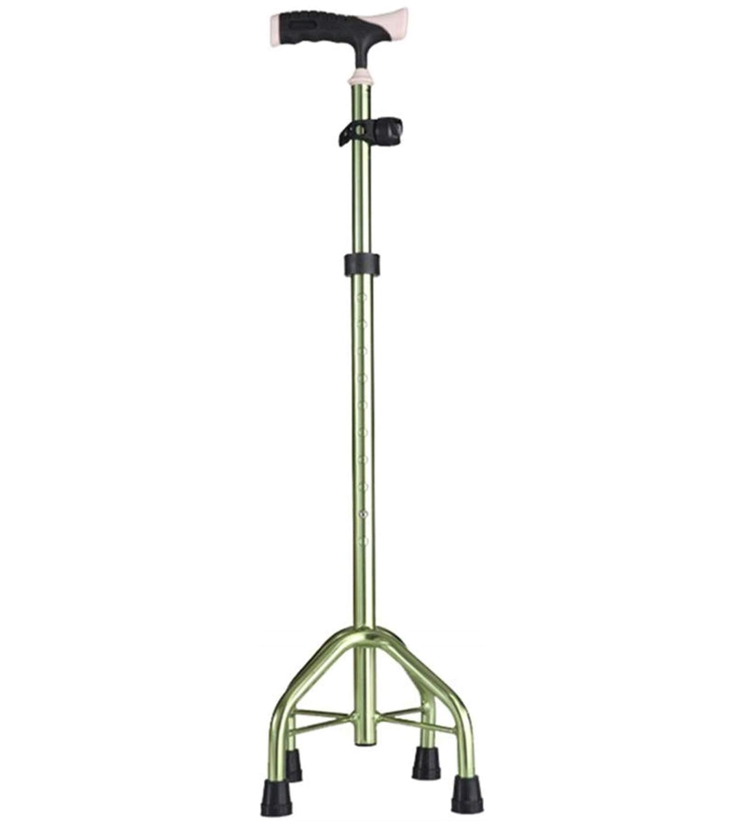 Walking Stick/Crutches Lightweight Aluminum Alloy Stick with Ergonomic Sponge Handle 10 Height Levels Adjustable for Elderly Men or Women with 4-Leg Anti-Slip Base in Green Anti- Journey - Buy Online on GoSupps.com