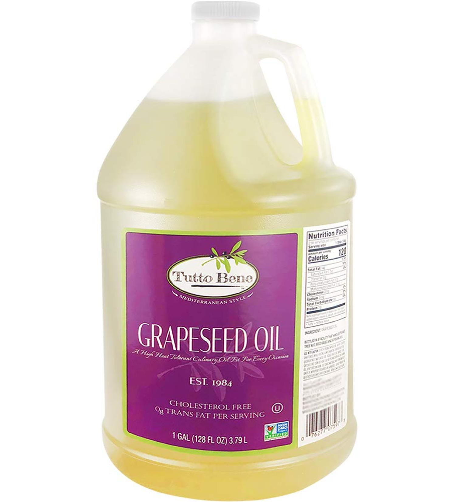 Tutto Bene Premium Grapeseed Oil - 1 Gallon (128oz) | 0 Trans Fat, Cholesterol-Free, High Antioxidants & Vitamin E - Ideal for Healthy Cooking - Buy Online on GoSupps.com