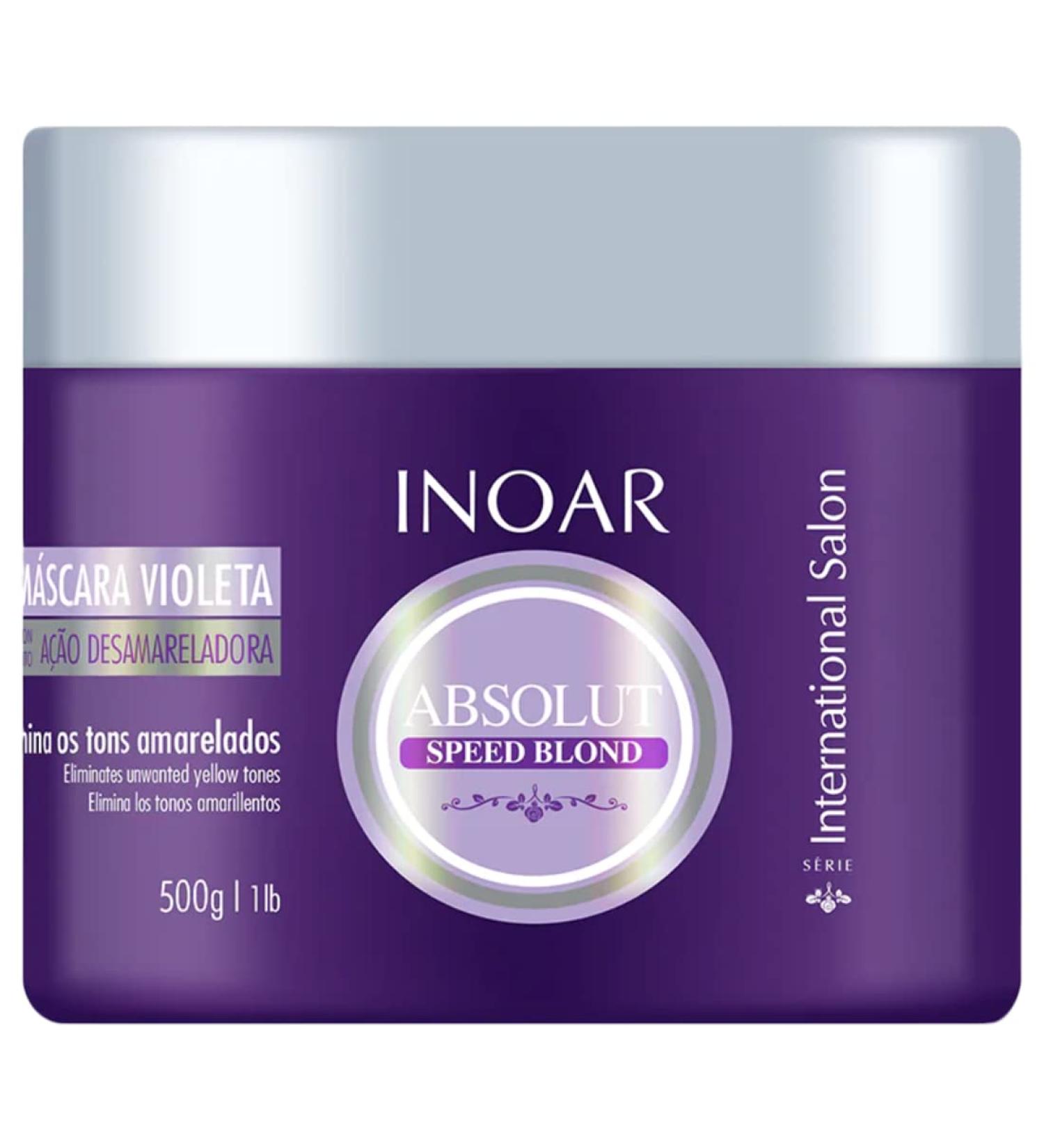 Inoar Absolut Speed Blonde Mask - for Bleached, Brassy, and Grey Hair - Vegan & Cruelty-Free - 16oz/500g - Buy Online on GoSupps.com