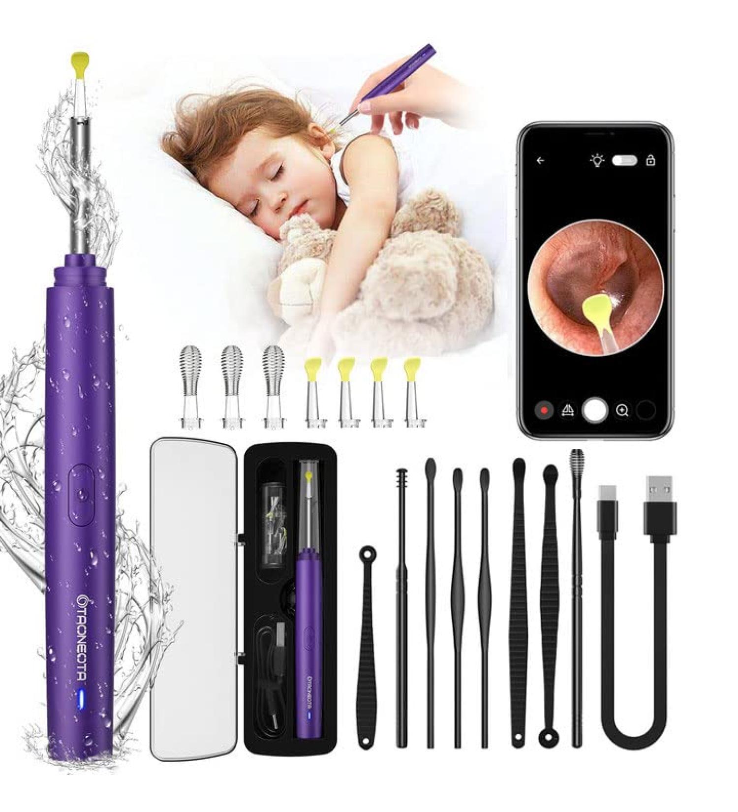 OTAONE Ear Wax Removal Tool with 1296P FHD Camera and Built-in WiFi - Purple - Buy Online on GoSupps.com