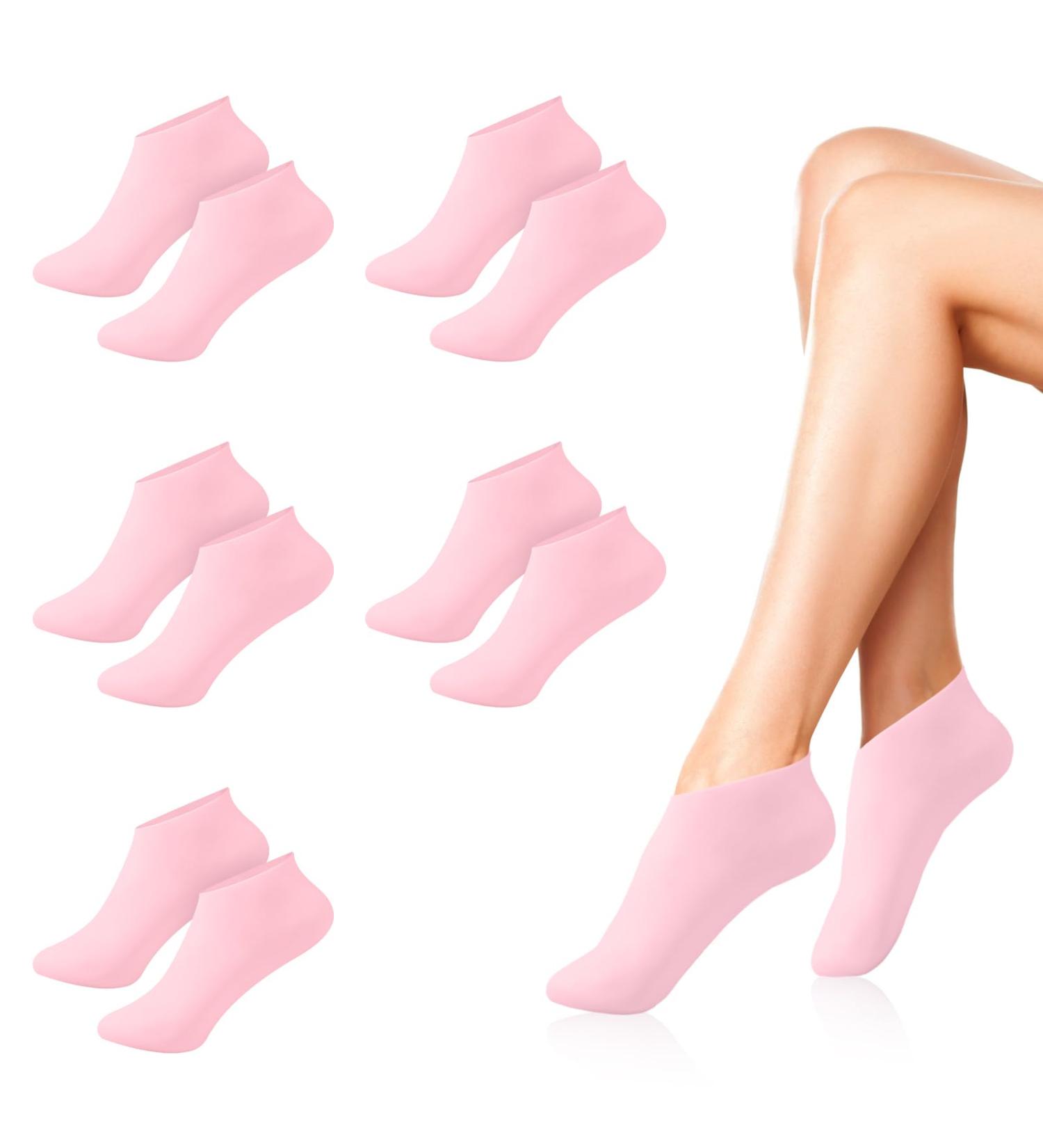 5 Pairs Silicone Moisturizing Socks for Women - Soft Foot Care for Dry Cracked Feet - Skin Color Pink - Buy Online on GoSupps.com