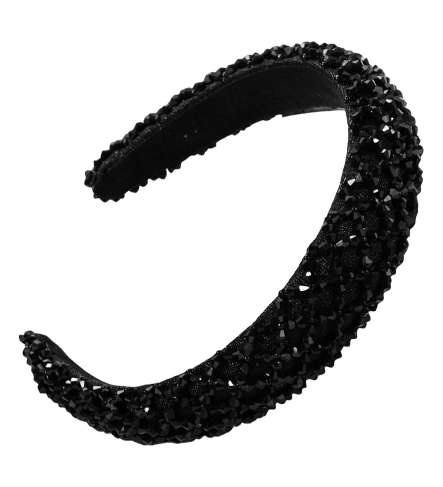 scicent Black Headband Rhinestone Crystal Embellished Hairbands for Women Girls Vintage Padded Non-Slip Head Band Wide Retro Hair Band Fashion Hair Accessories for Wedding - 27603 - Buy Online on GoSupps.com
