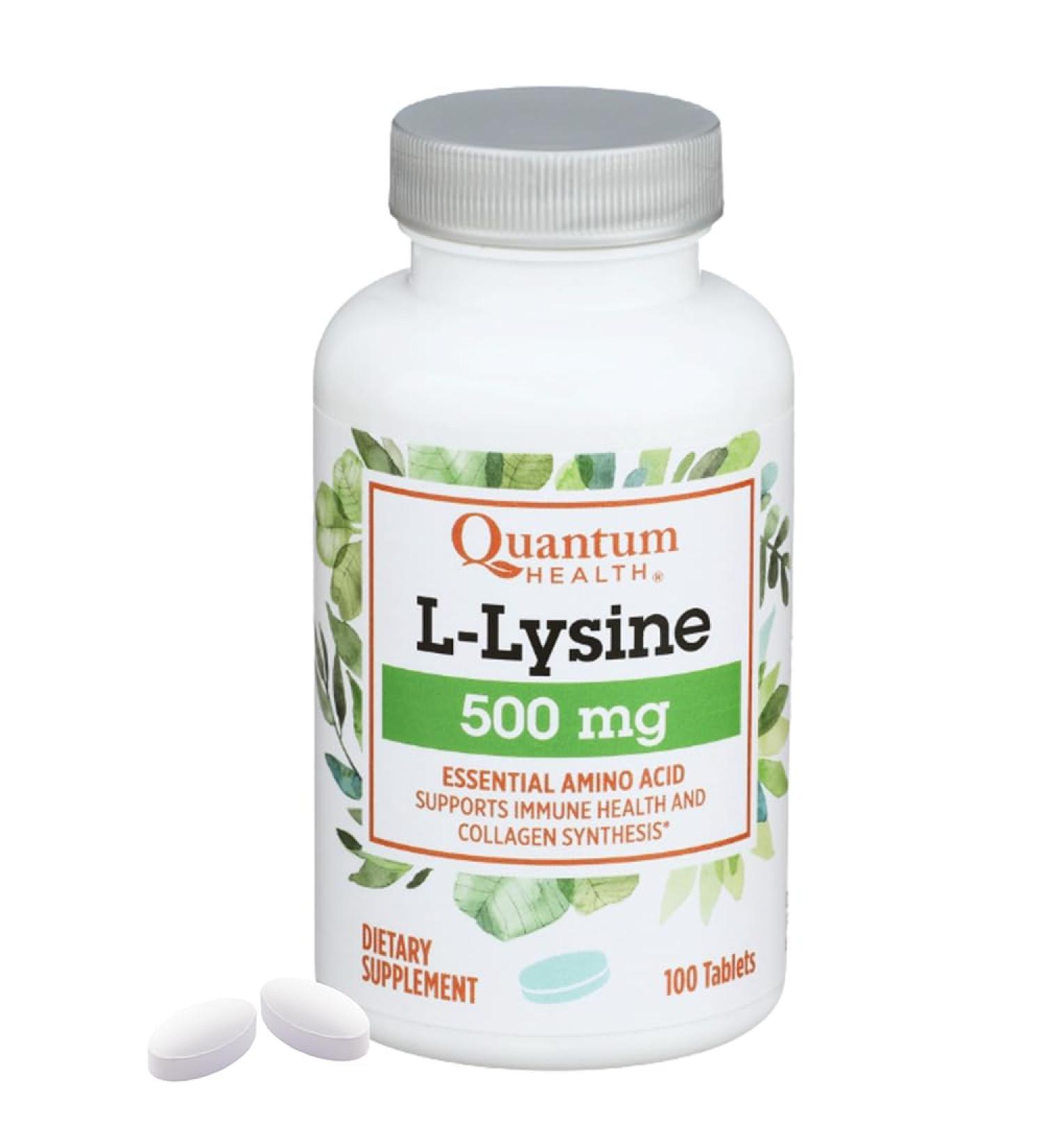 Quantum Health L-Lysine 500mg Essential Amino Acid Supplement - Supports Collagen & Protein Synthesis Bone Health Muscle Recovery and Immune Health - Vegan Friendly - 100 Tablets Unflavored 100 Count (Pack of 1) - Buy Online on GoSupps.com